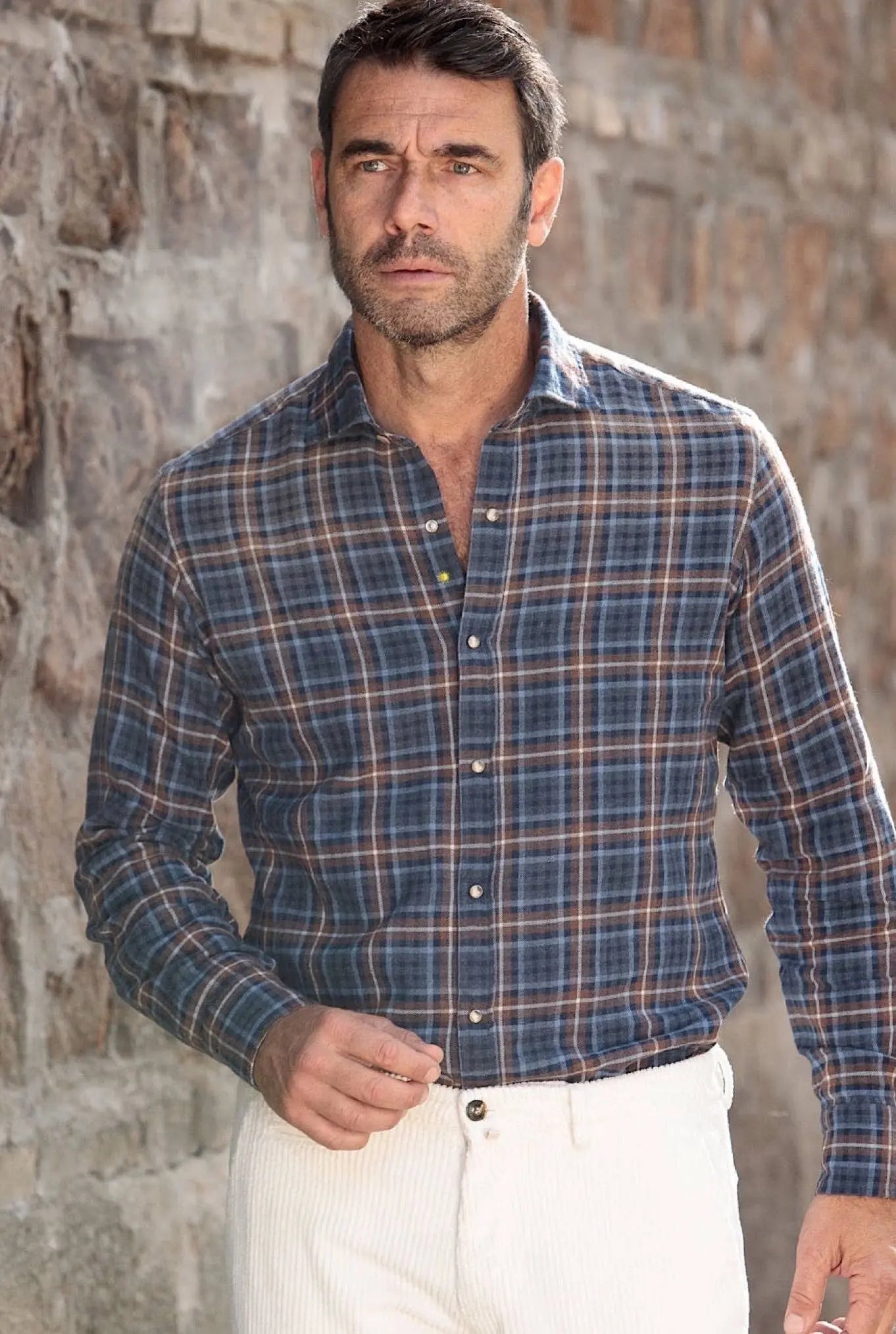Camicia Flanella Check Marrone e Blu - Guarino Store