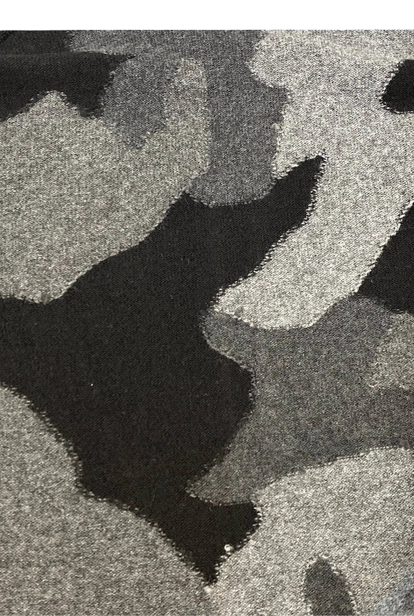 Felpa con Cappuccio Cashmere Intarsi a Mano Camouflage Grigio - Guarino Store