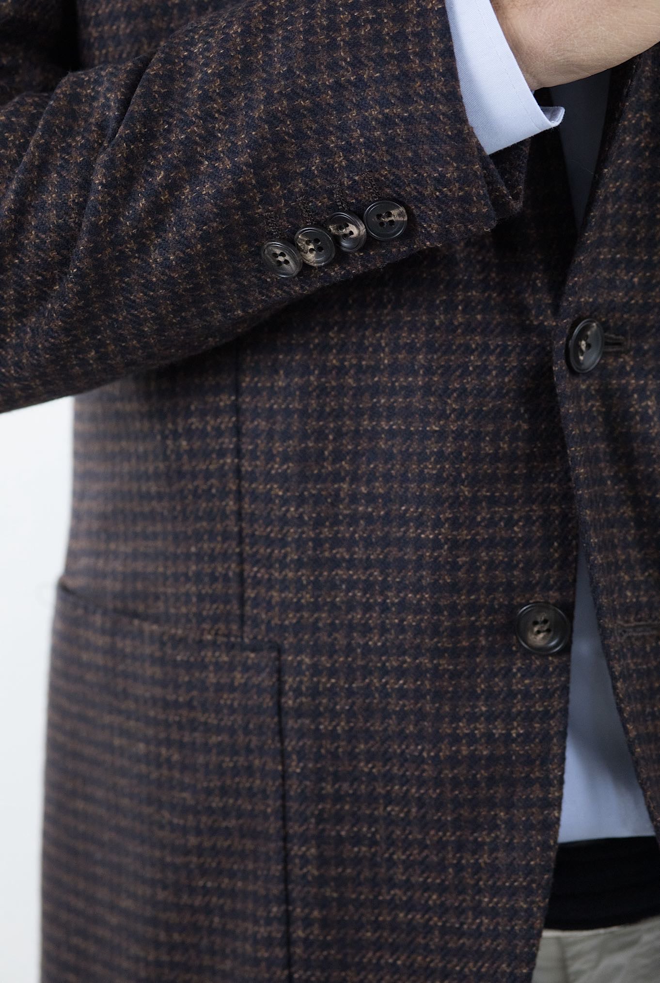 Giacca Pied de Poule Cashmere Marrone/Blu - Guarino Store