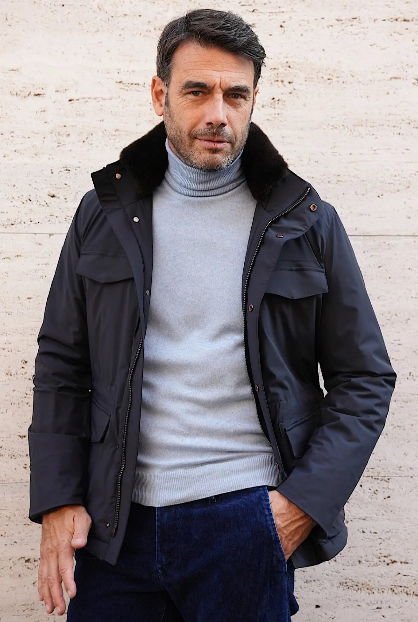 KIRED Field Jacket Impermeabile Imbottita Blu - Guarino Store