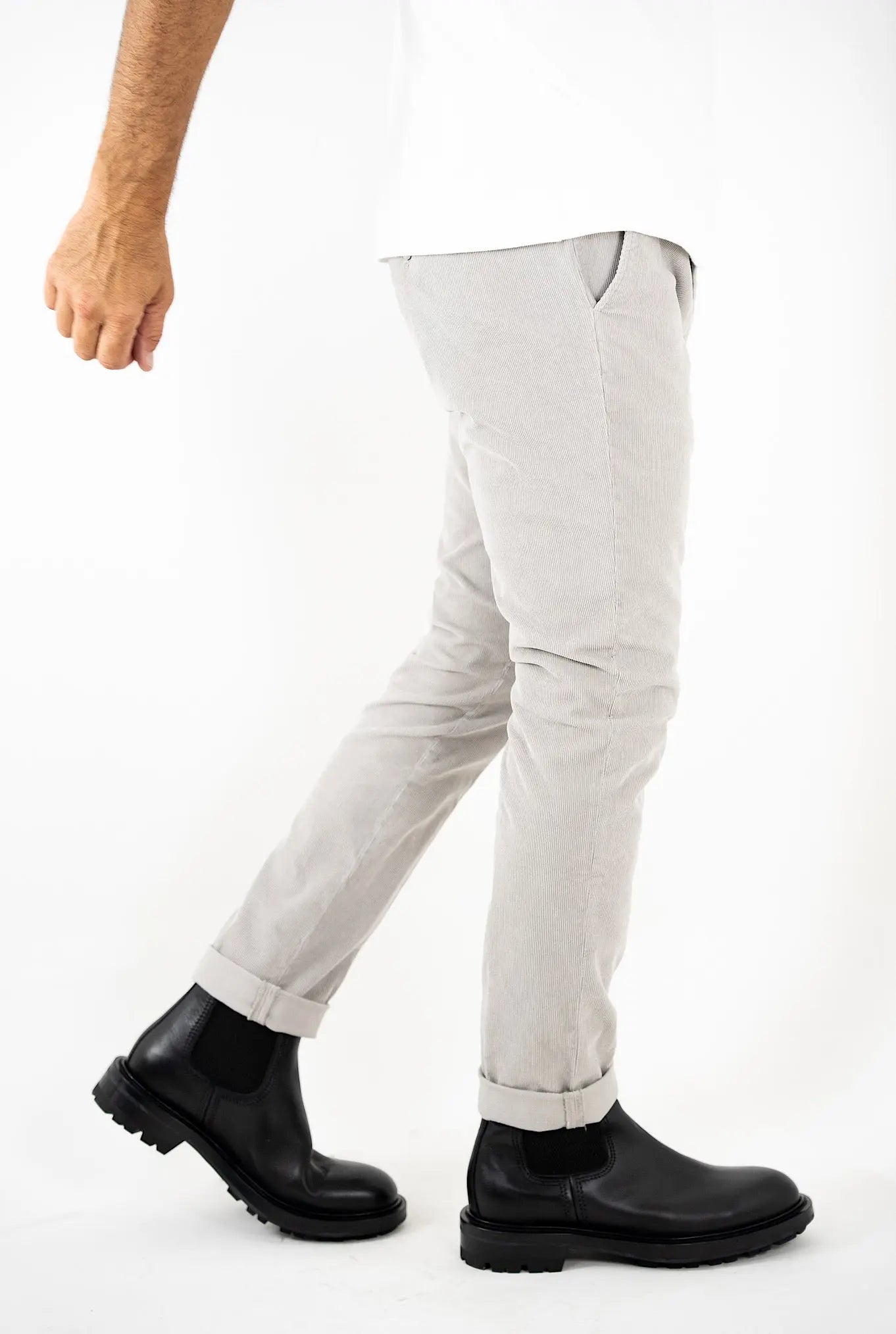 Pantaloni Velluto Millerighe Ghiaccio - Guarino Store