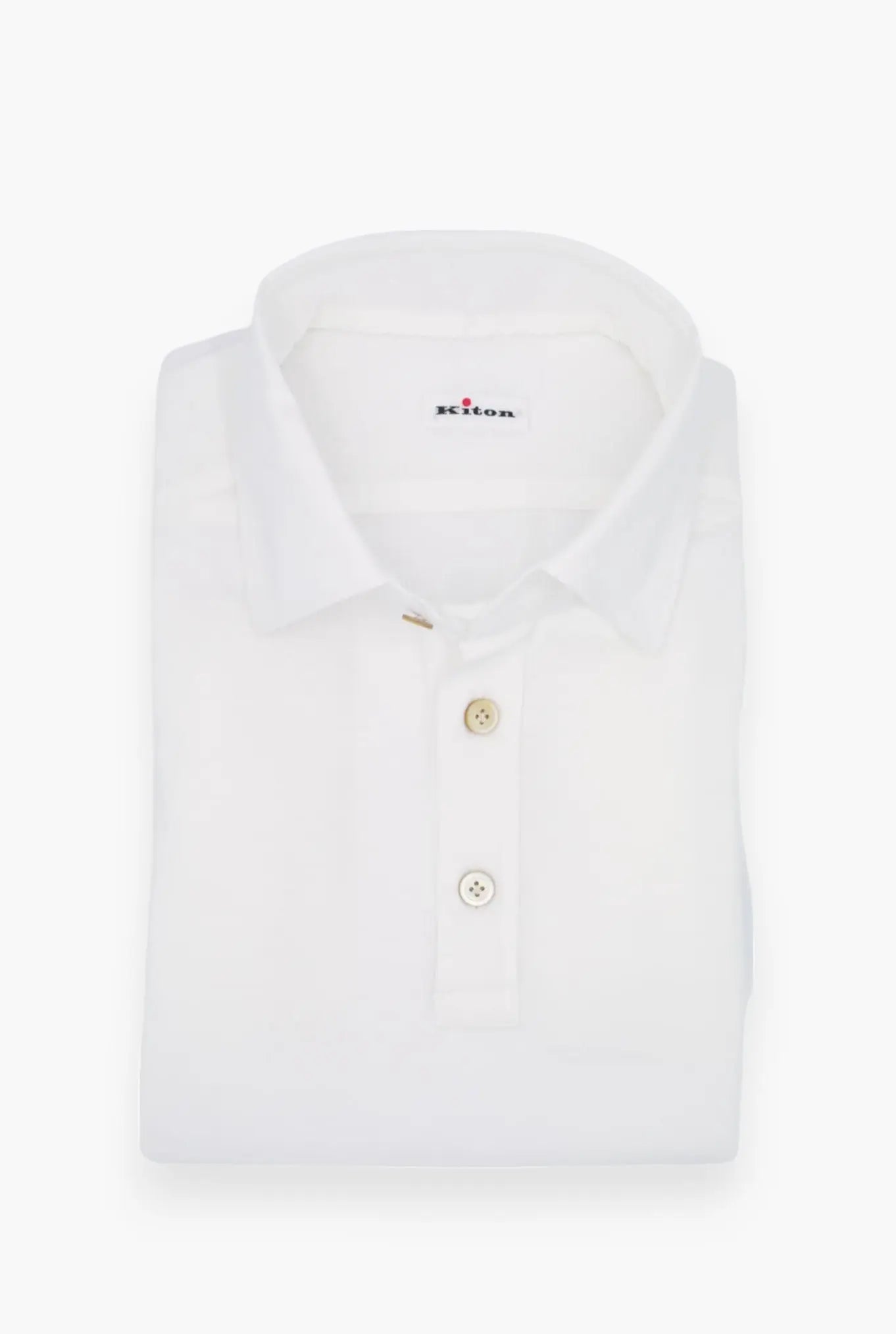 KITON Polo Maniche Lunghe Cotone Crepe Bianco - Guarino Store