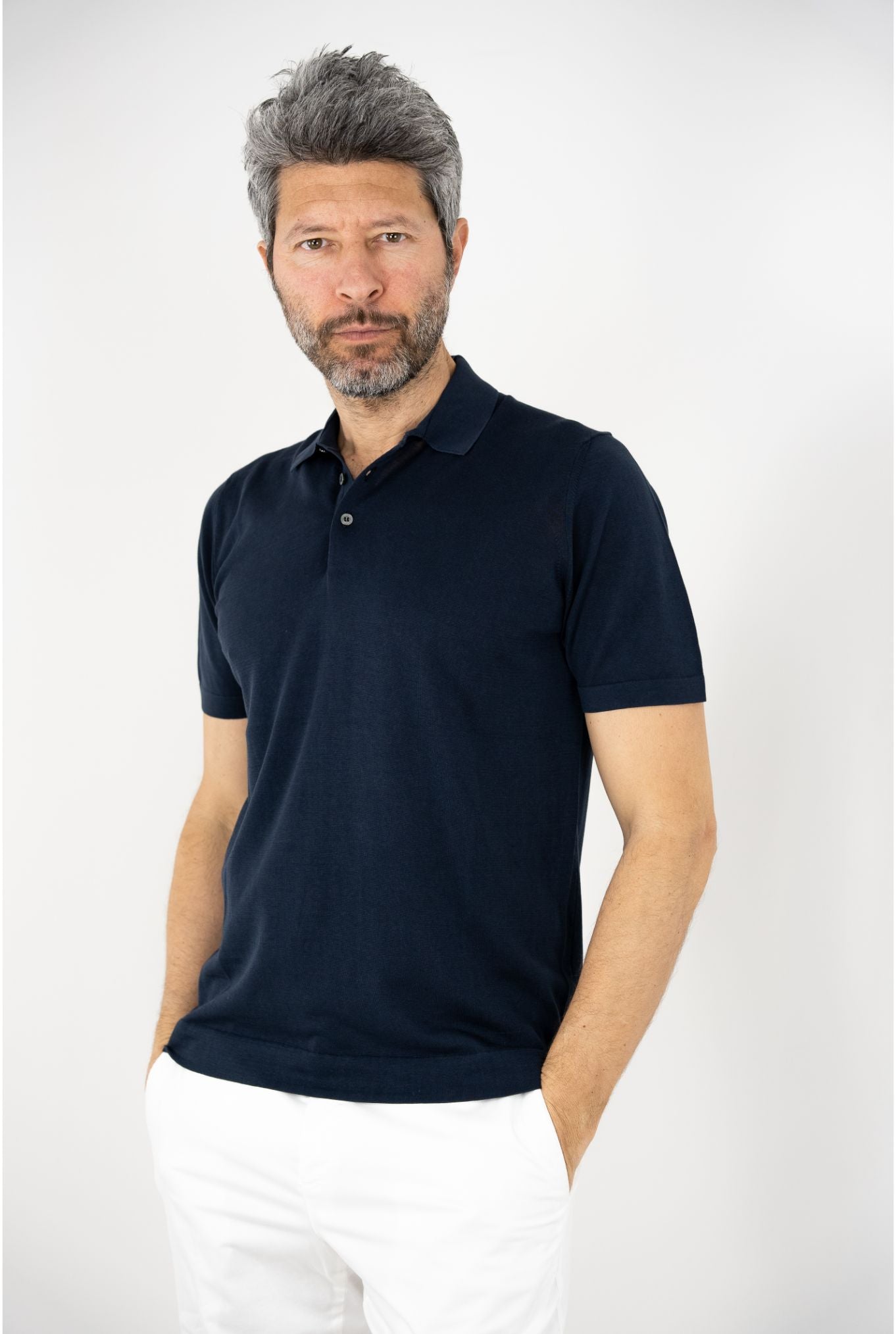 DRUMOHR Polo Maniche Corte Cotone Frosted Blu Scuro - Guarino Store