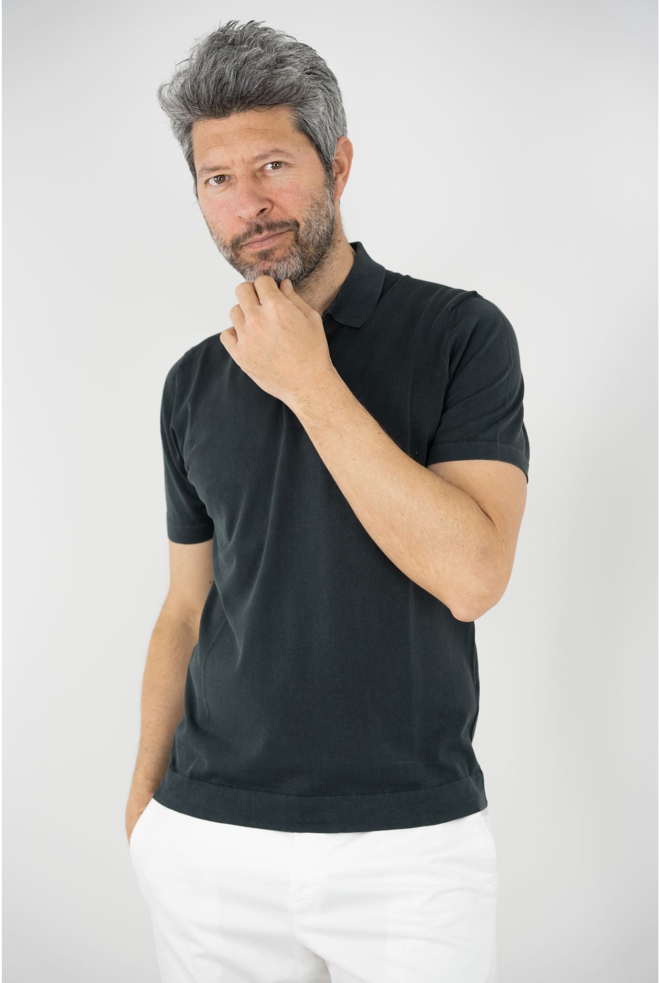 DRUMOHR Polo Maniche Corte Cotone Frosted Nero - Guarino Store