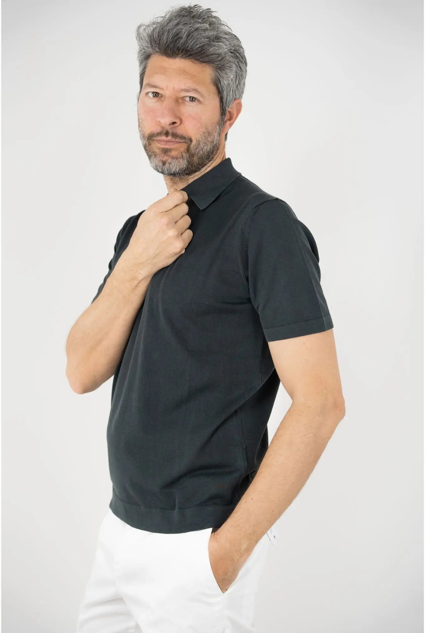 DRUMOHR Polo Maniche Corte Cotone Frosted Nero - Guarino Store