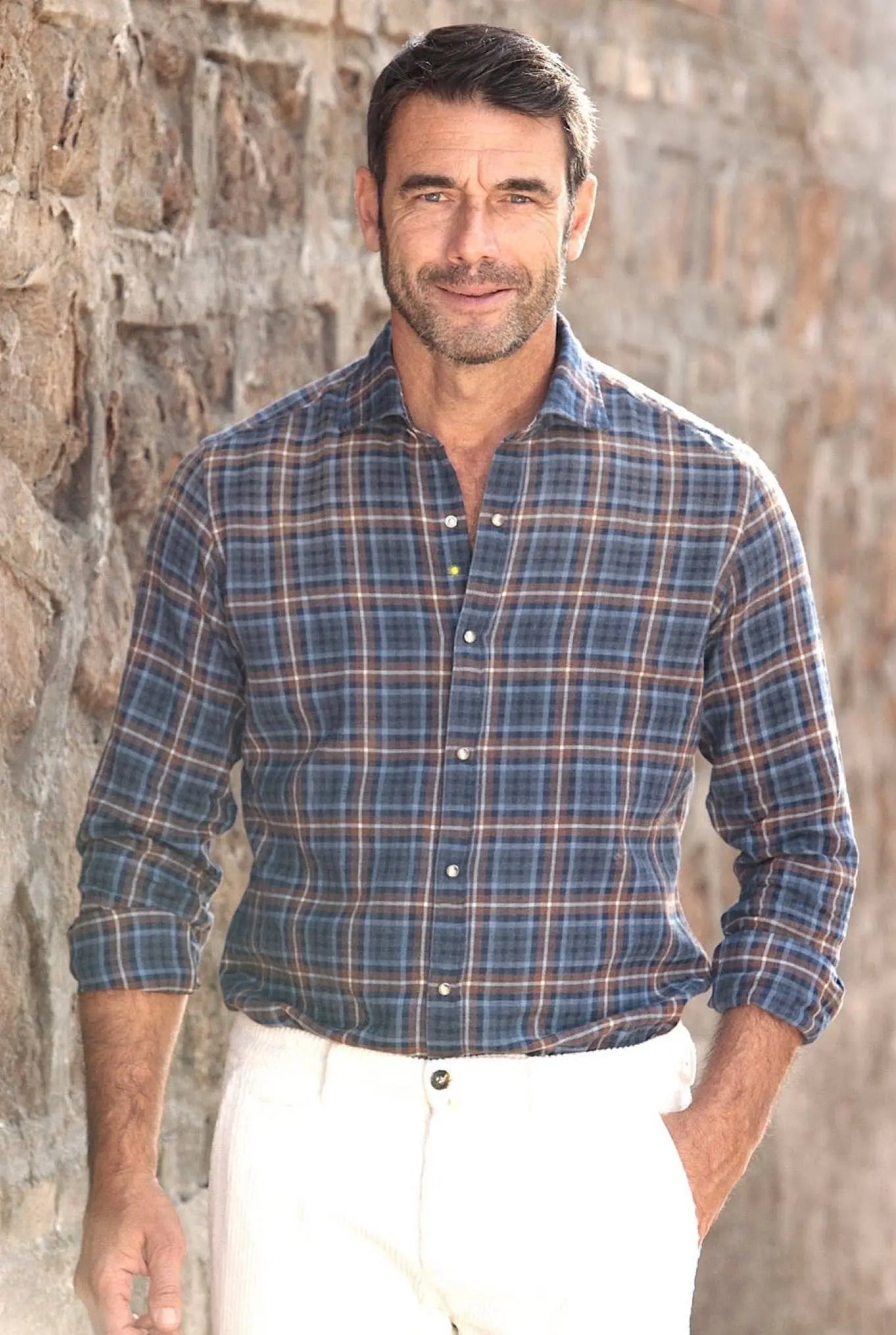 Camicia Flanella Check Marrone e Blu - Guarino Store