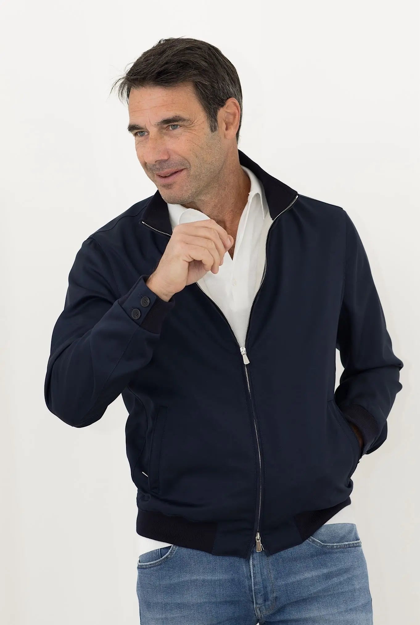 MANDELLI Giubbino in Lana tessuto Scabal Blu - Guarino Store
