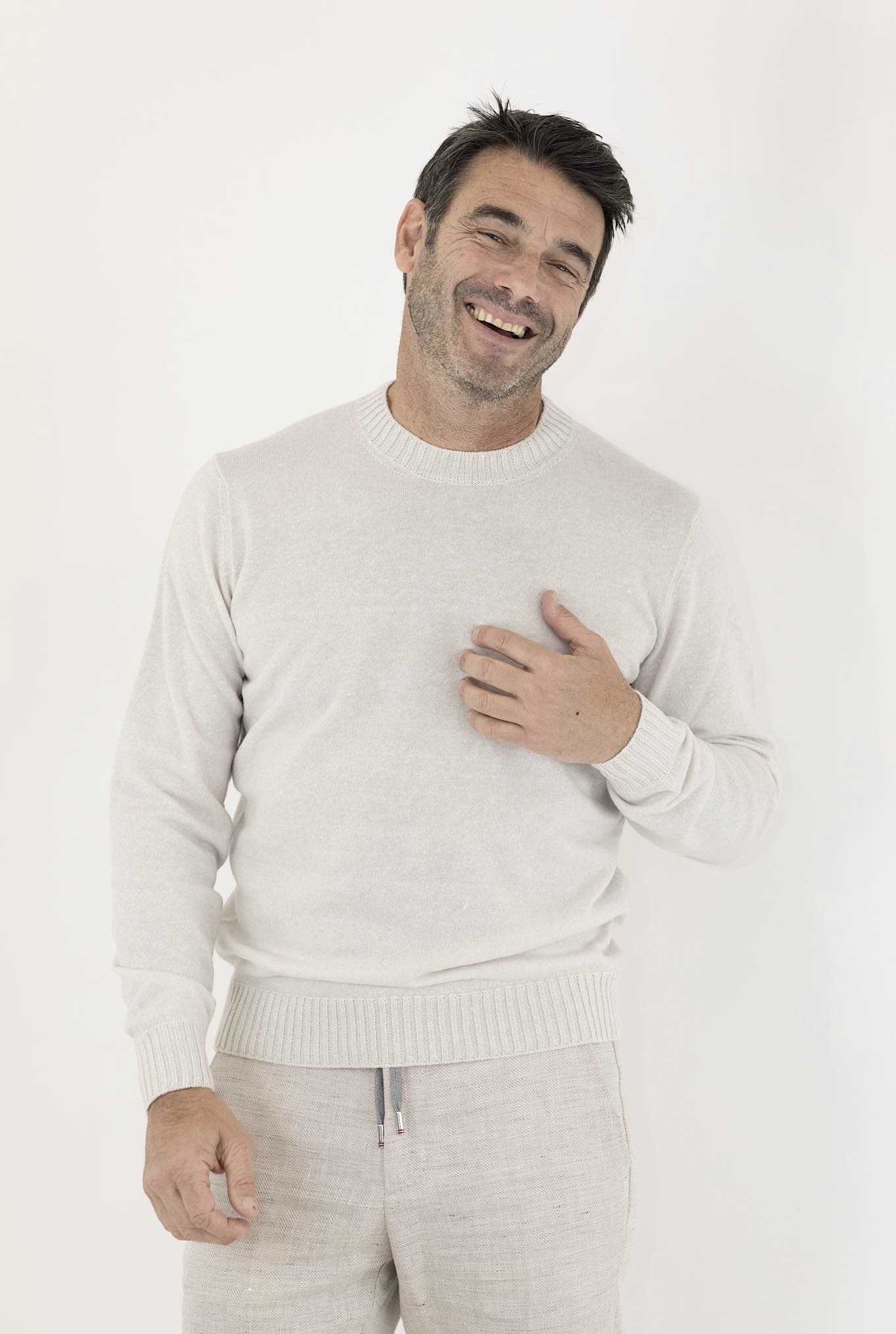 Girocollo Cashmere e Lino Gesso Mélange - Guarino Store