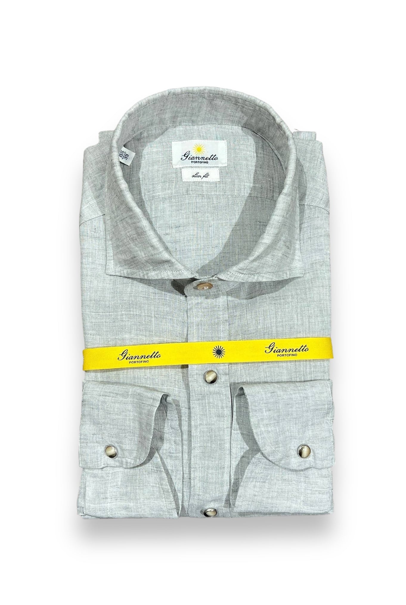 GIANNETTO PORTOFINO Camicia Lino Ghiaccio SLIM FIT - Guarino Store