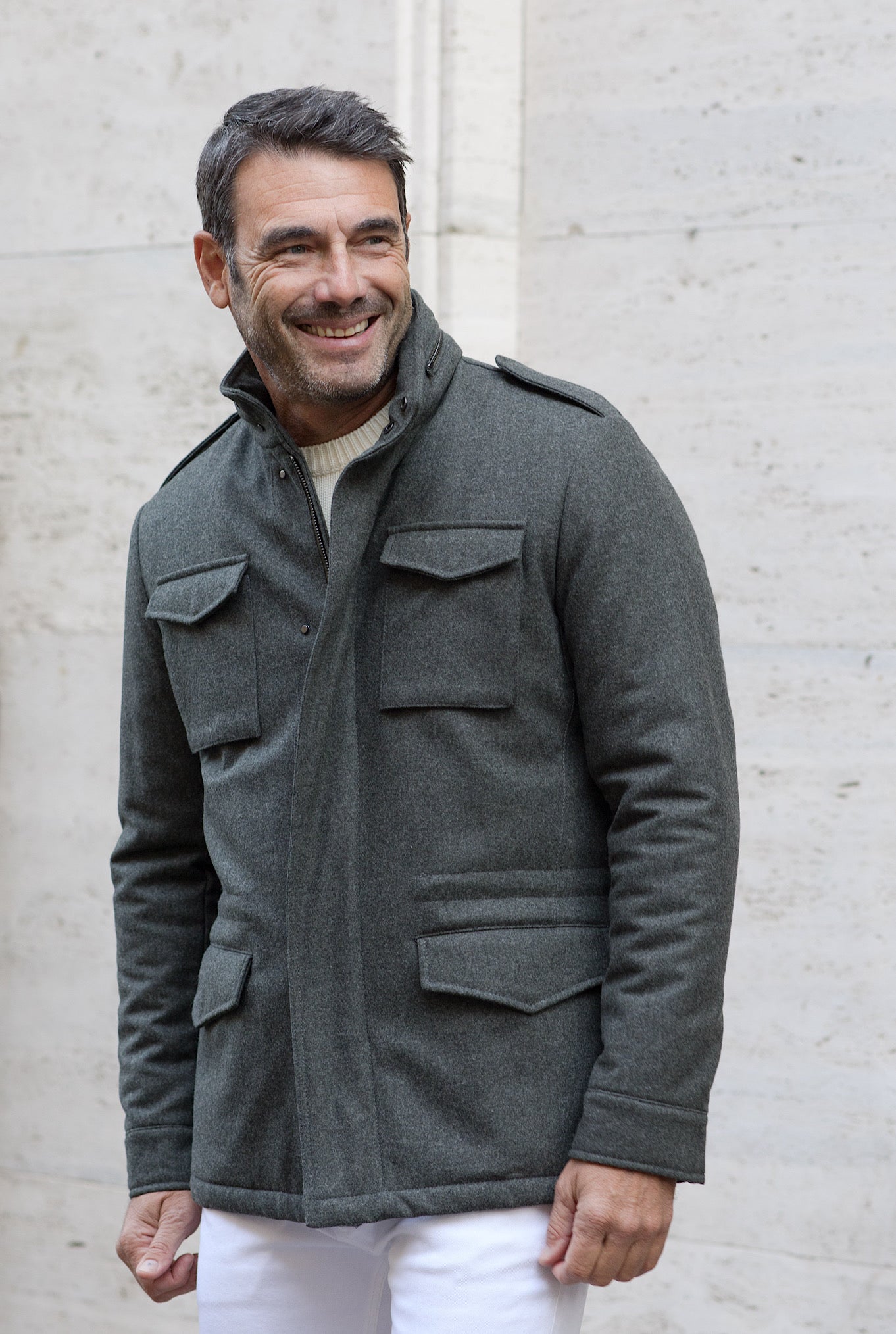 Field Jacket Tessuto Vitale Barberis Canonico Verde - Guarino Store