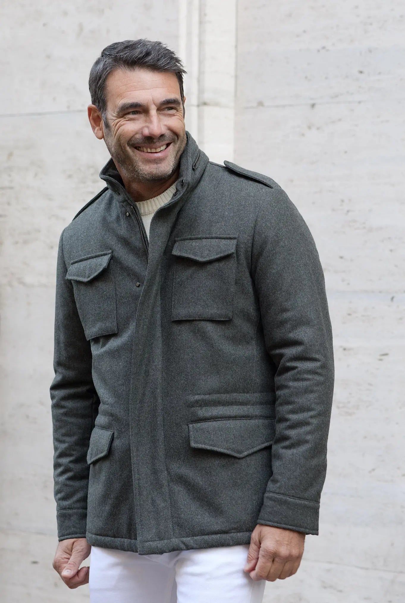 Field Jacket Tessuto Vitale Barberis Canonico Verde - Guarino Store