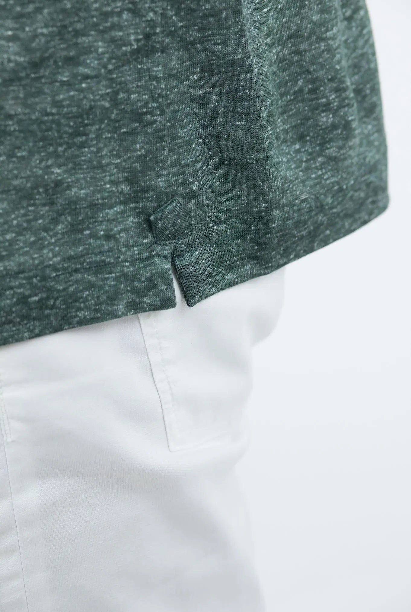 FRAY Polo in Lino Maniche Lunghe Verde - Guarino Store