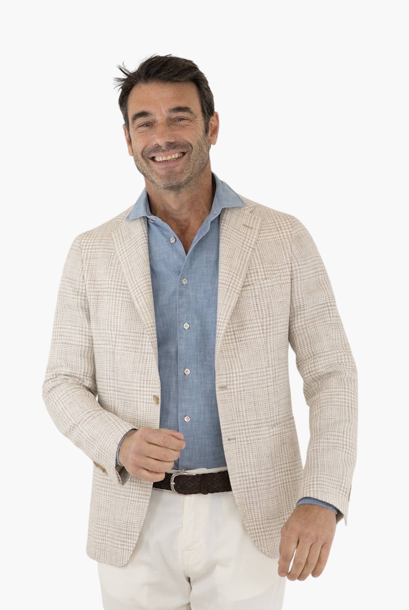 TAGLIATORE Beige Silk Linen Wales Jacket