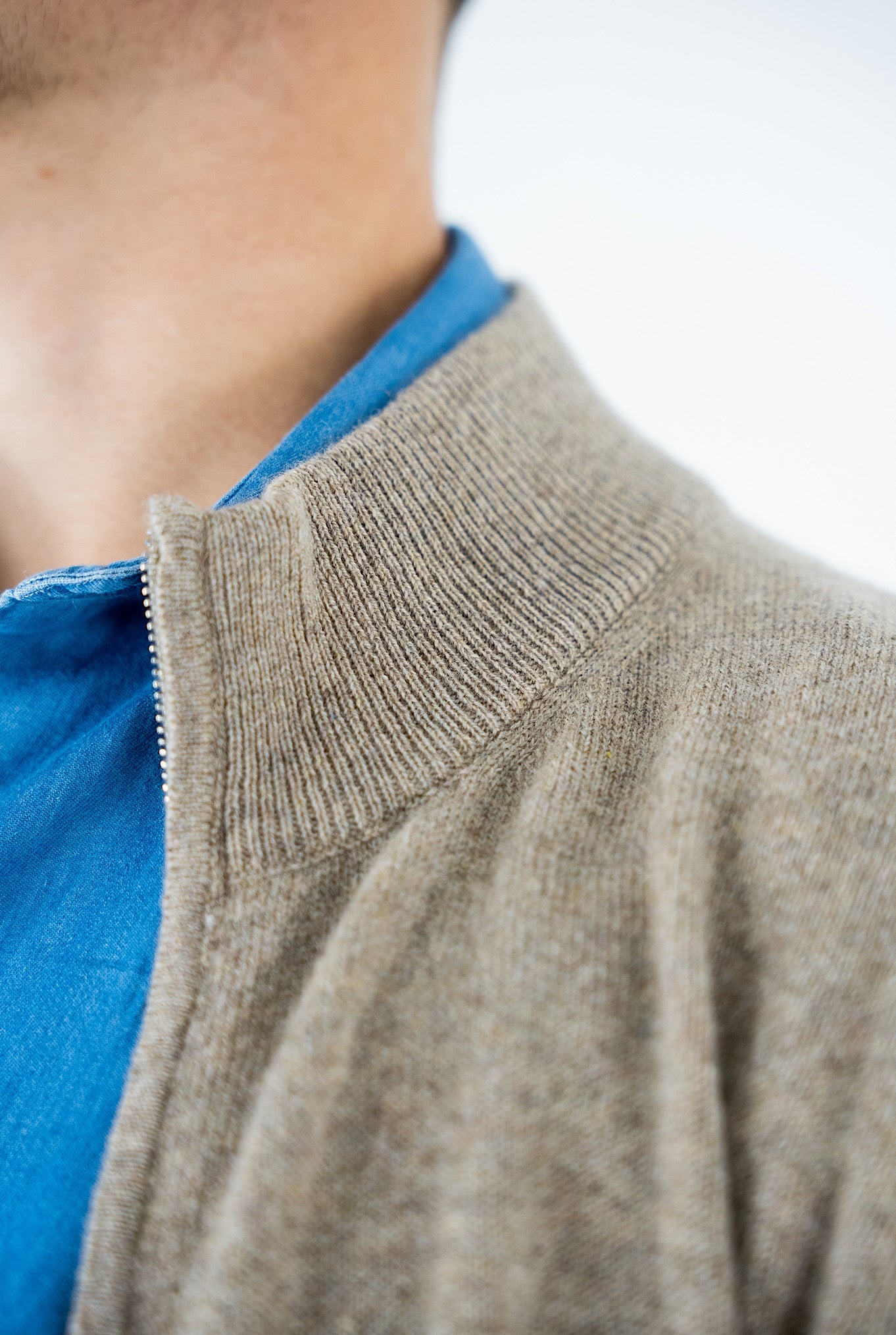 Maglia Bomber Full Zip Cashmere Beige - Guarino Store