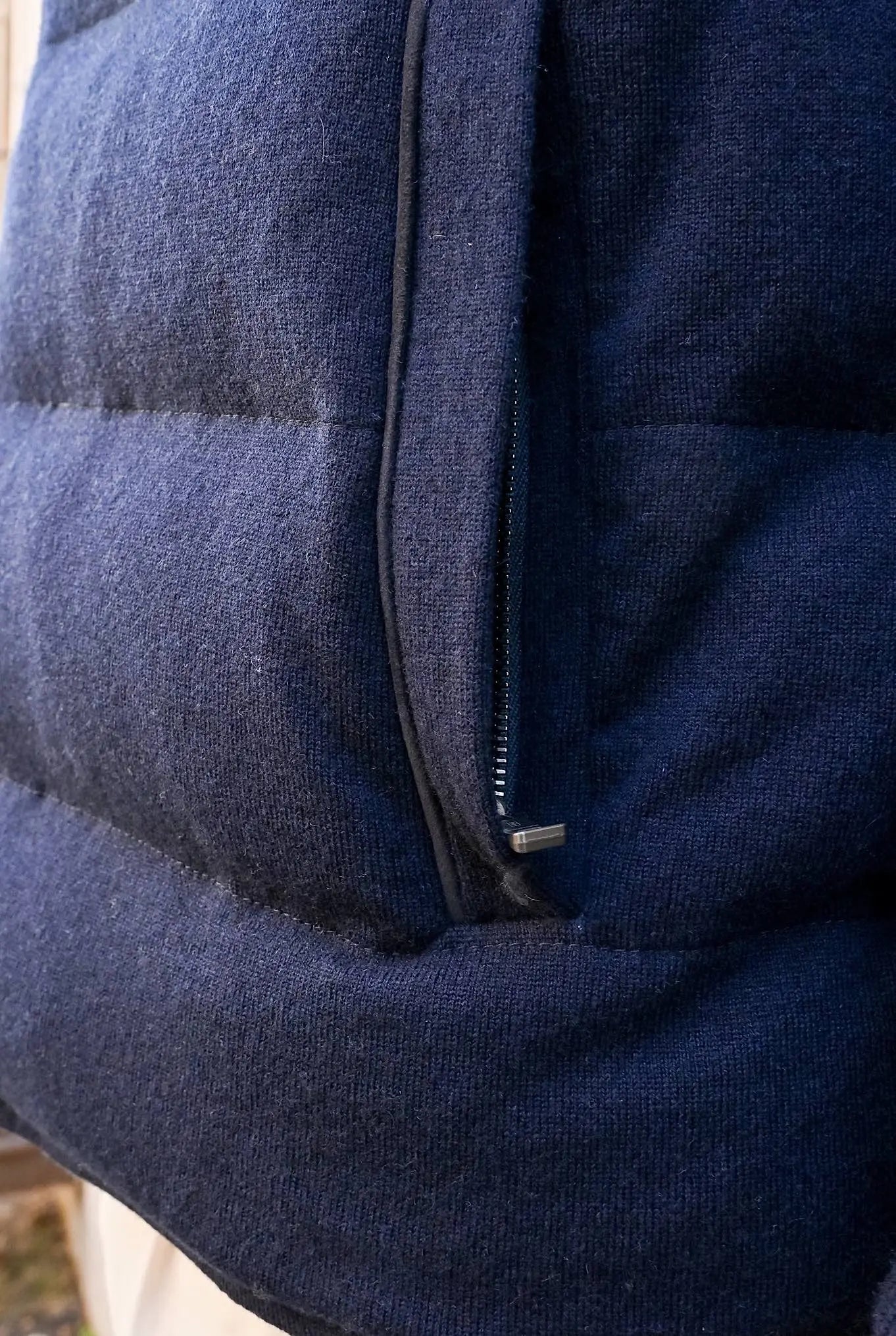 Piumino in Cashmere Cappuccio Blu - Guarino Store