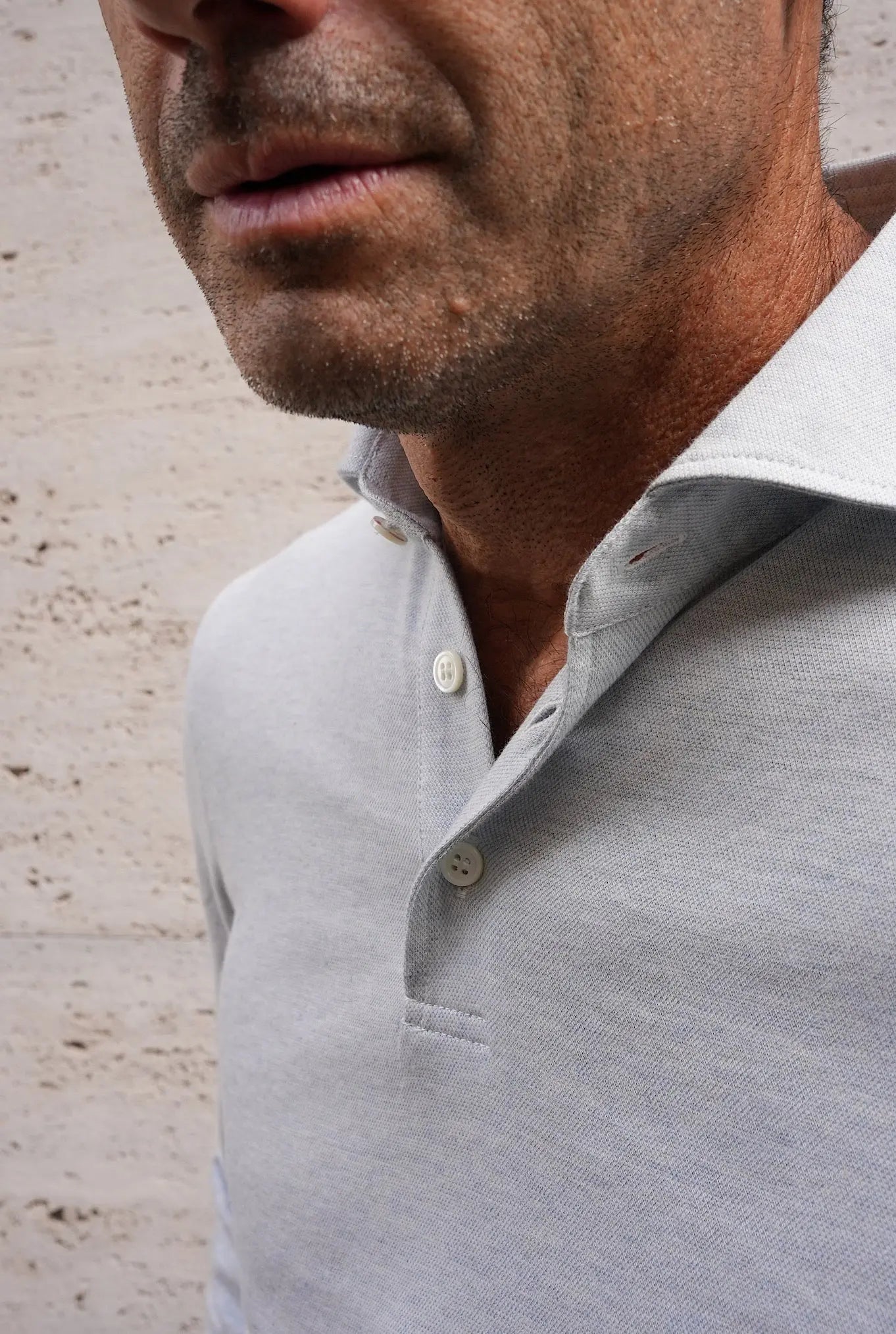Polo Jersey Cotone e Cashmere Celeste - Guarino Store
