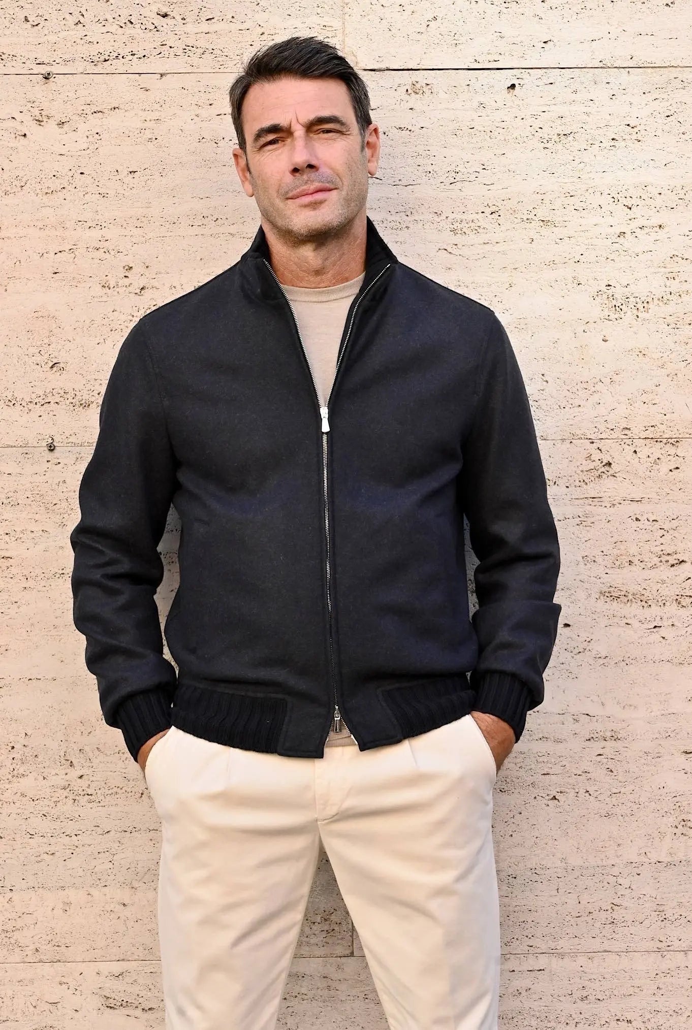 Giubbino in Jersey Cashmere Blu - Guarino Store