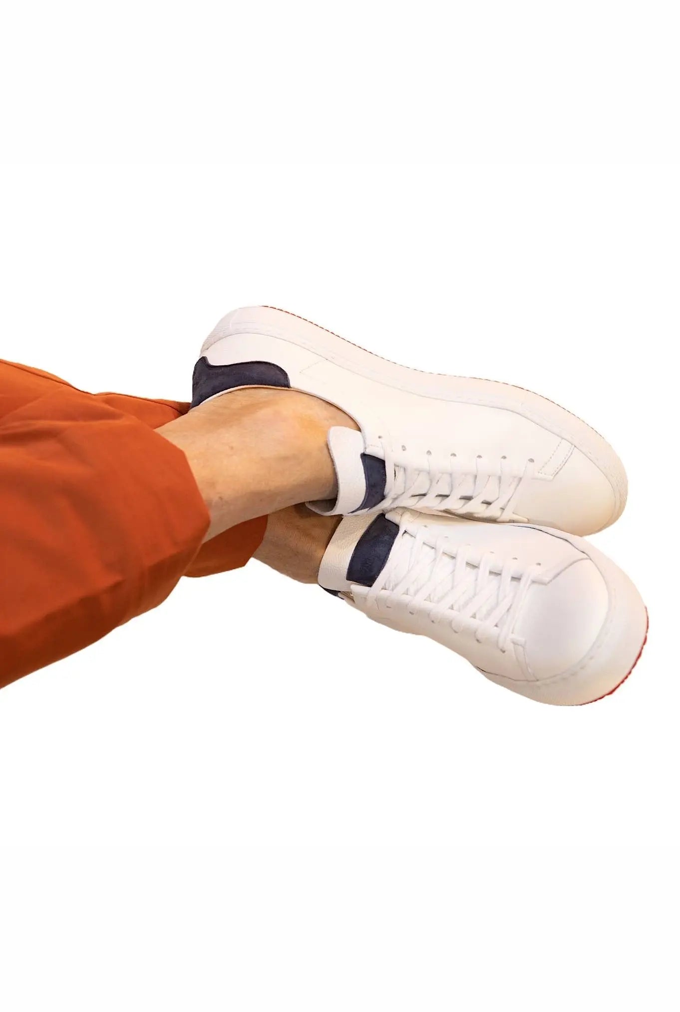 ANDREA VENTURA Sneakers Pelle Cervo Bianco Blu - Guarino Store