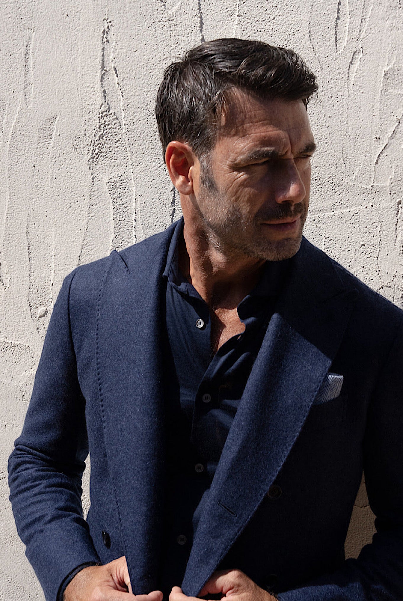 Abito Doppio Petto a Lancia Cashmere Blu - Guarino Store