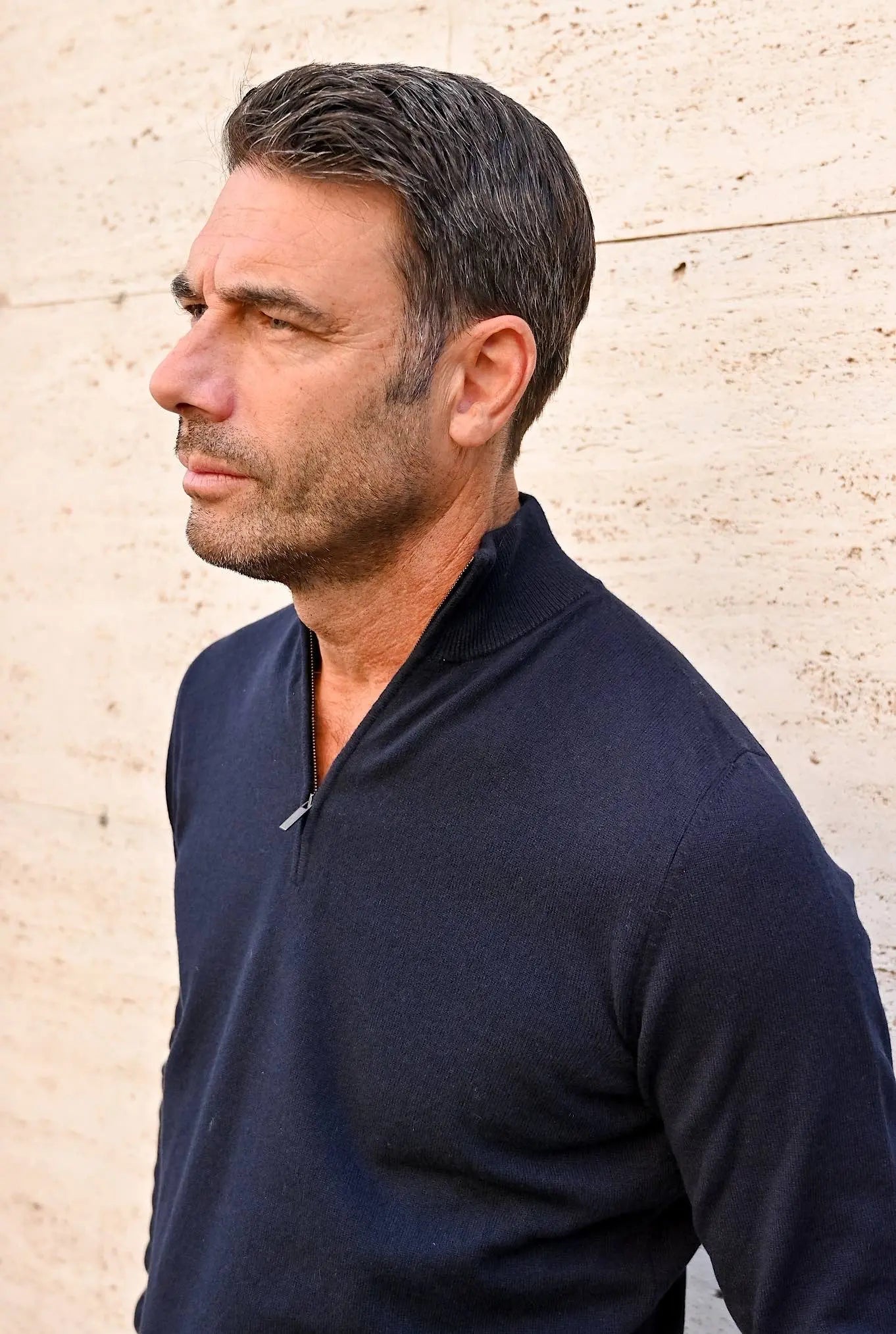 Pullover Cashmere Loro Piana Mezza Zip Blu Navy - Guarino Store