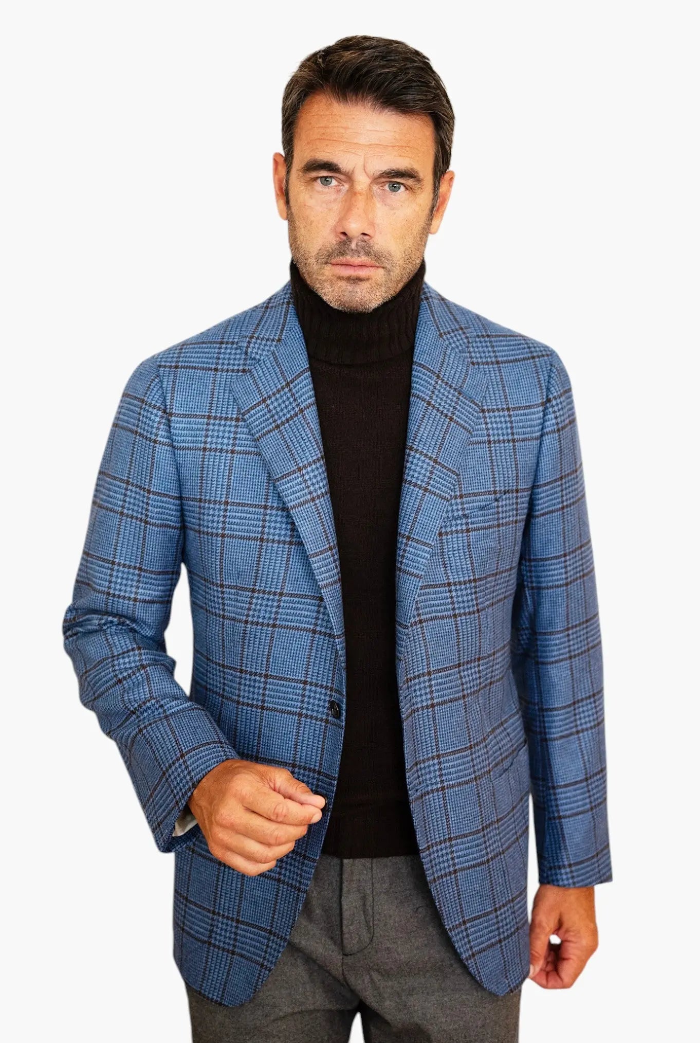 Giacca Cashmere Galles Azzurra Marrone - Guarino Store