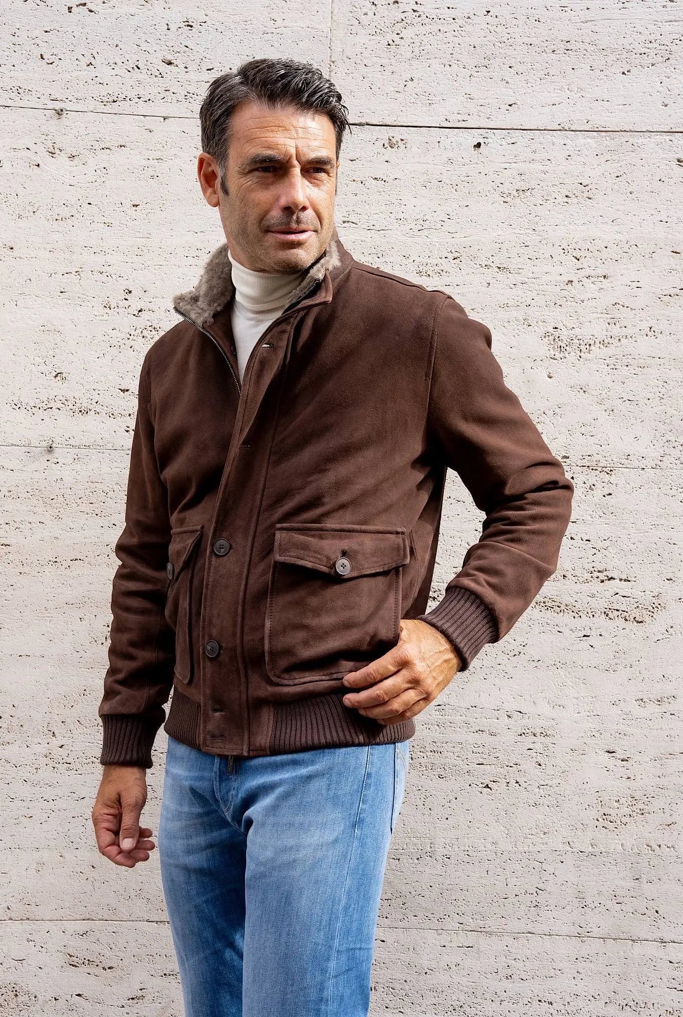Giubbino in Suede Marrone - Guarino Store