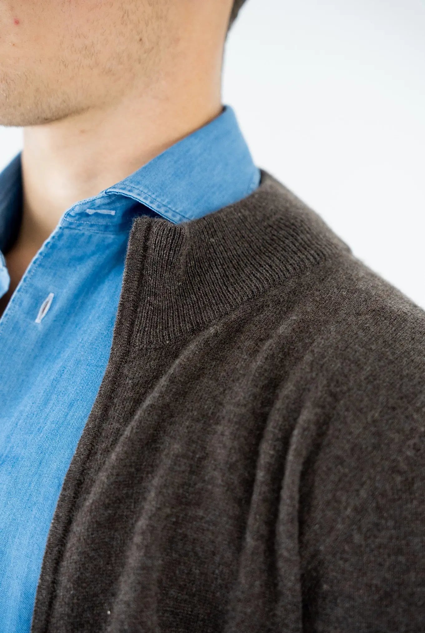 Pullover Full Zip Cashmere Marrone - Guarino Store