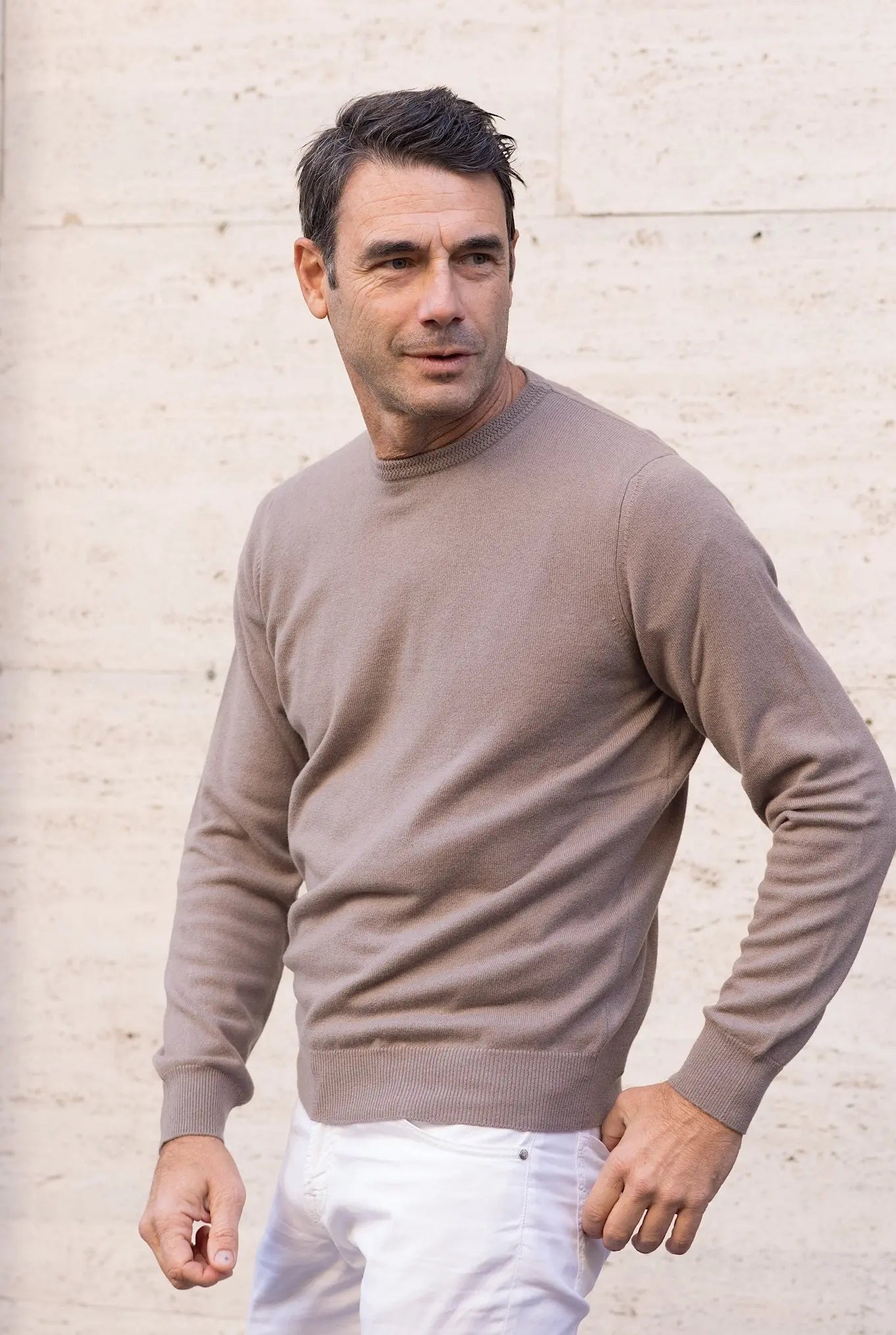 Girocollo Kid Cashmere Beige Corda - Guarino Store