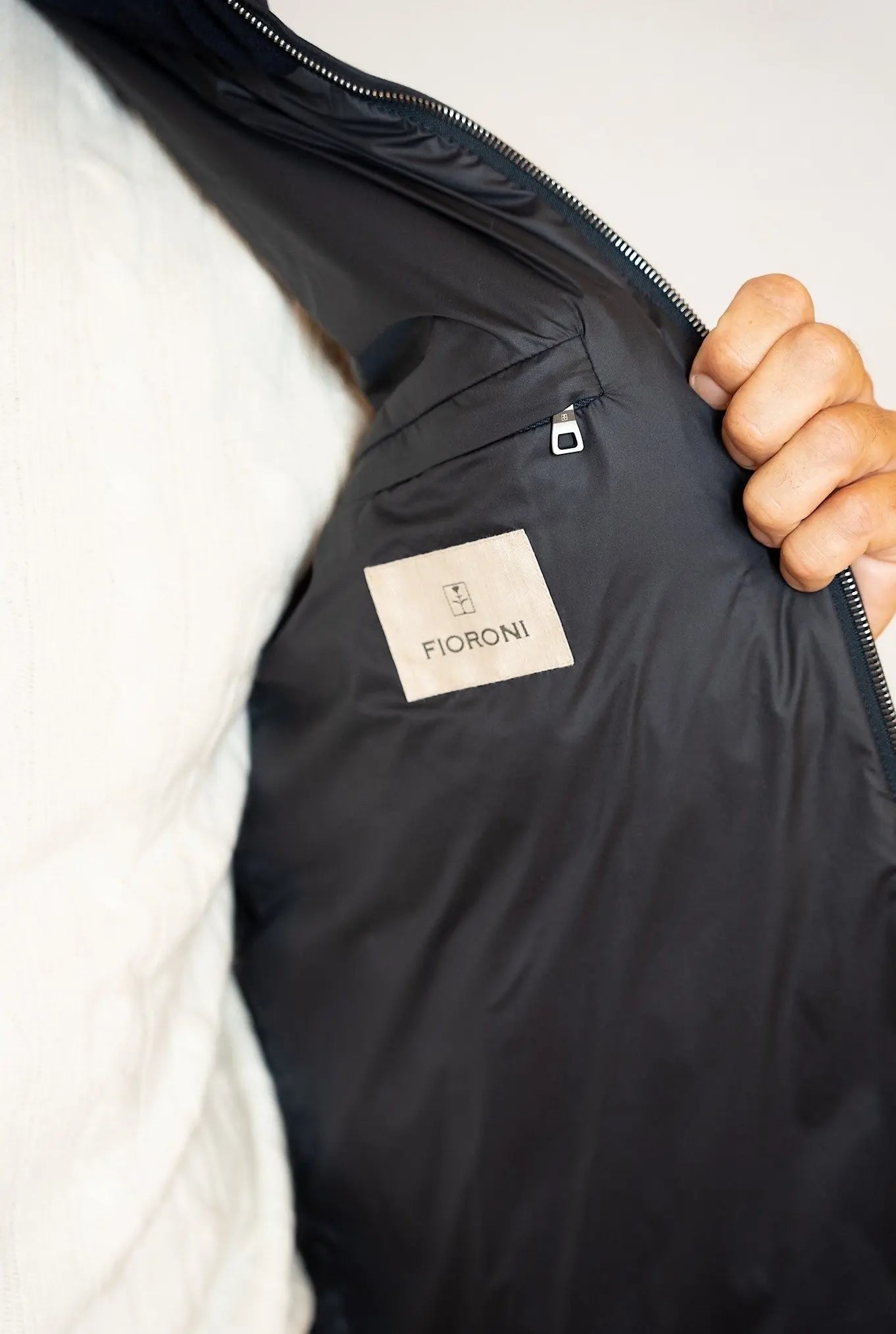 Piumino in Cashmere Cappuccio Blu - Guarino Store