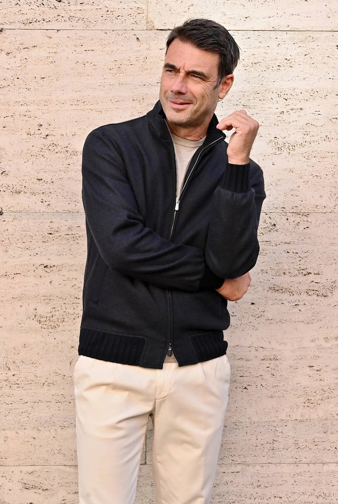 Giubbino in Jersey Cashmere Blu - Guarino Store