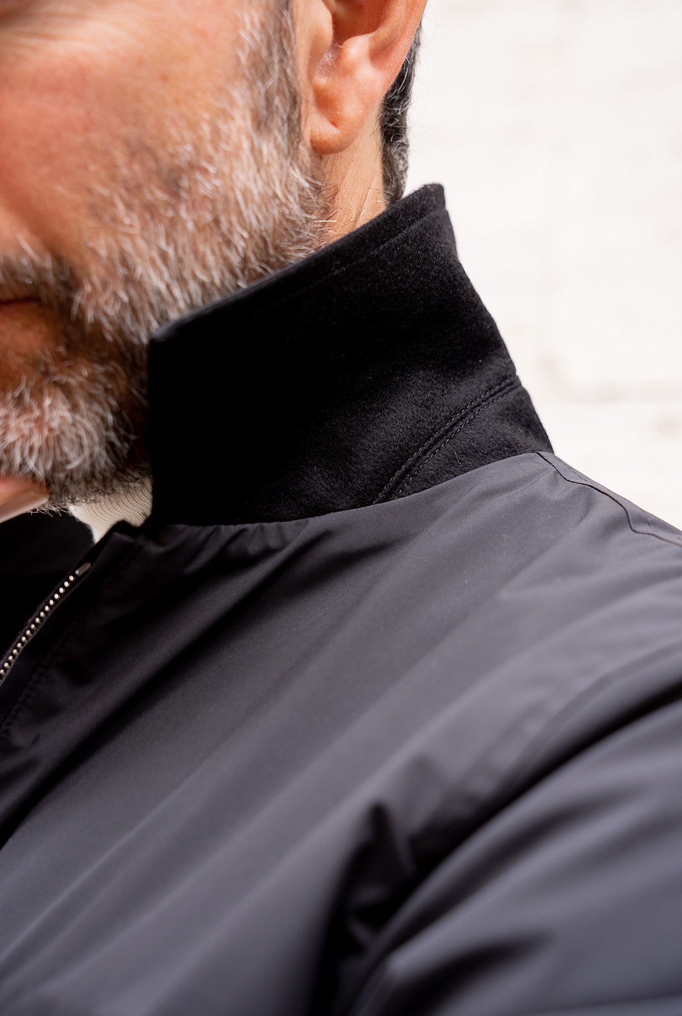 Giubbino Reversibile tessuto Loro Piana Nylon e Cashmere Nero - Guarino Store