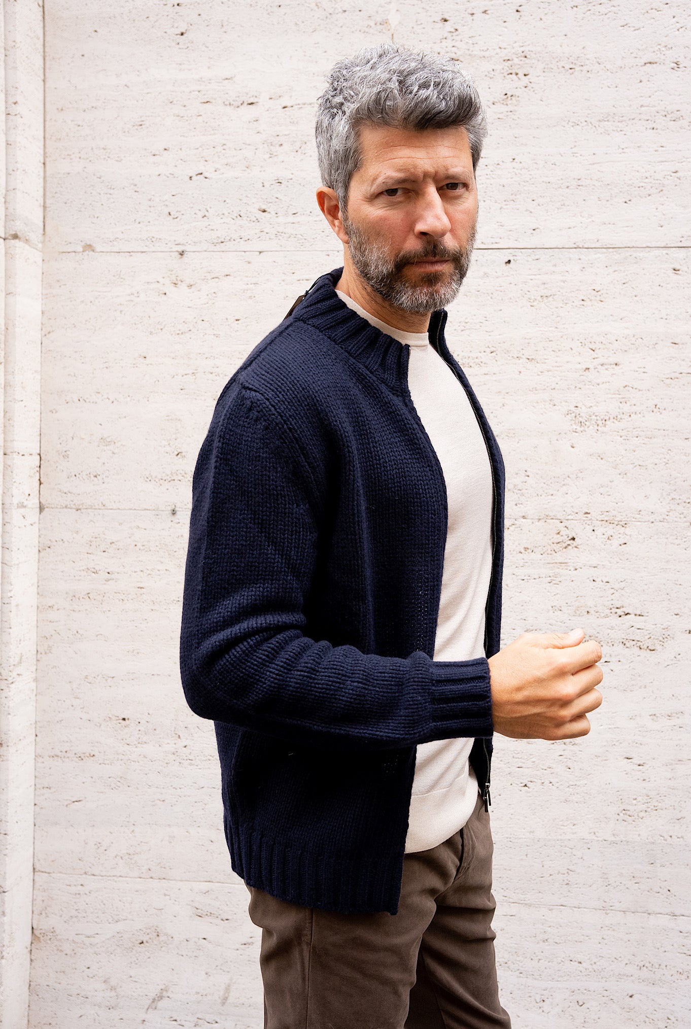 Maglia Bomber Green Cashmere Blu Navy - Guarino Store