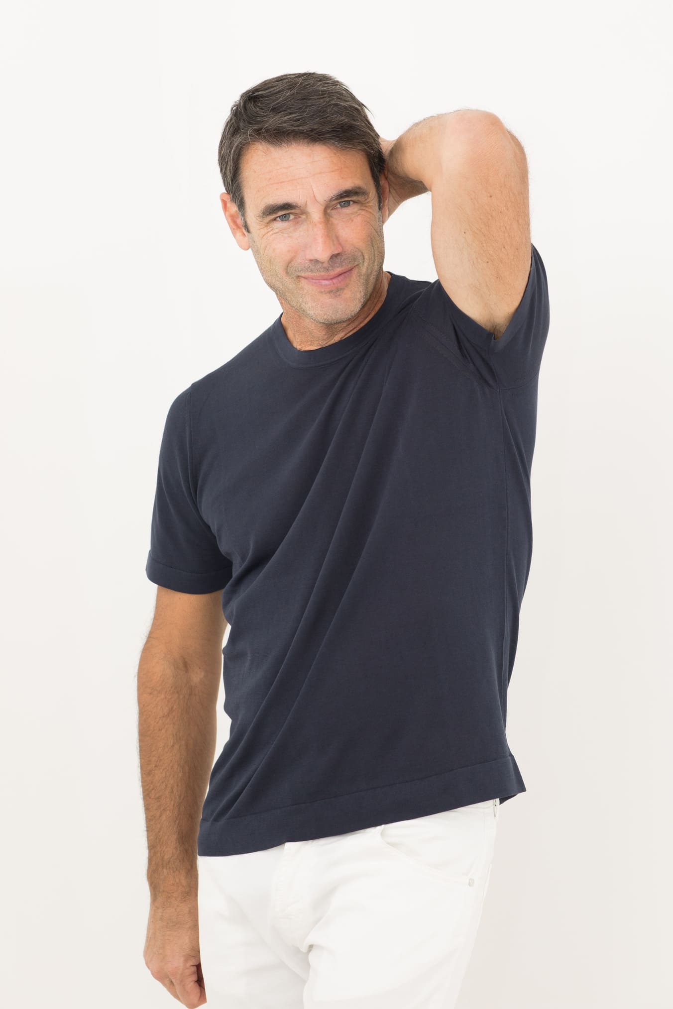 DRUMOHR Girocollo MM Cotone Crepe Frosted Blu Scuro - Guarino Store