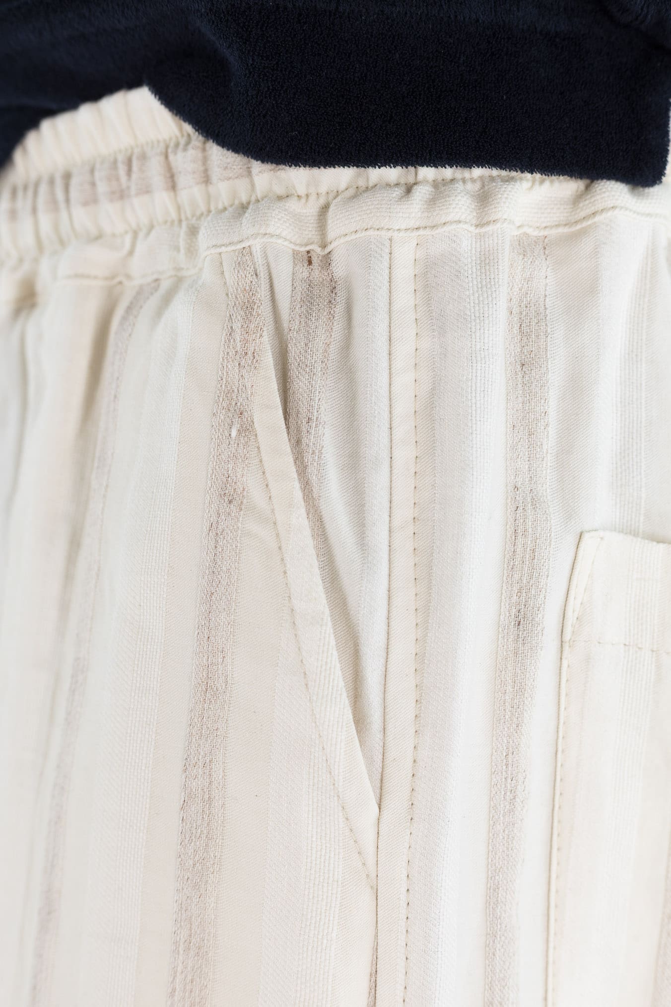 FEDELI Pantaloni Lino Rigato Comfort "Bonifacio" Panna/Beige