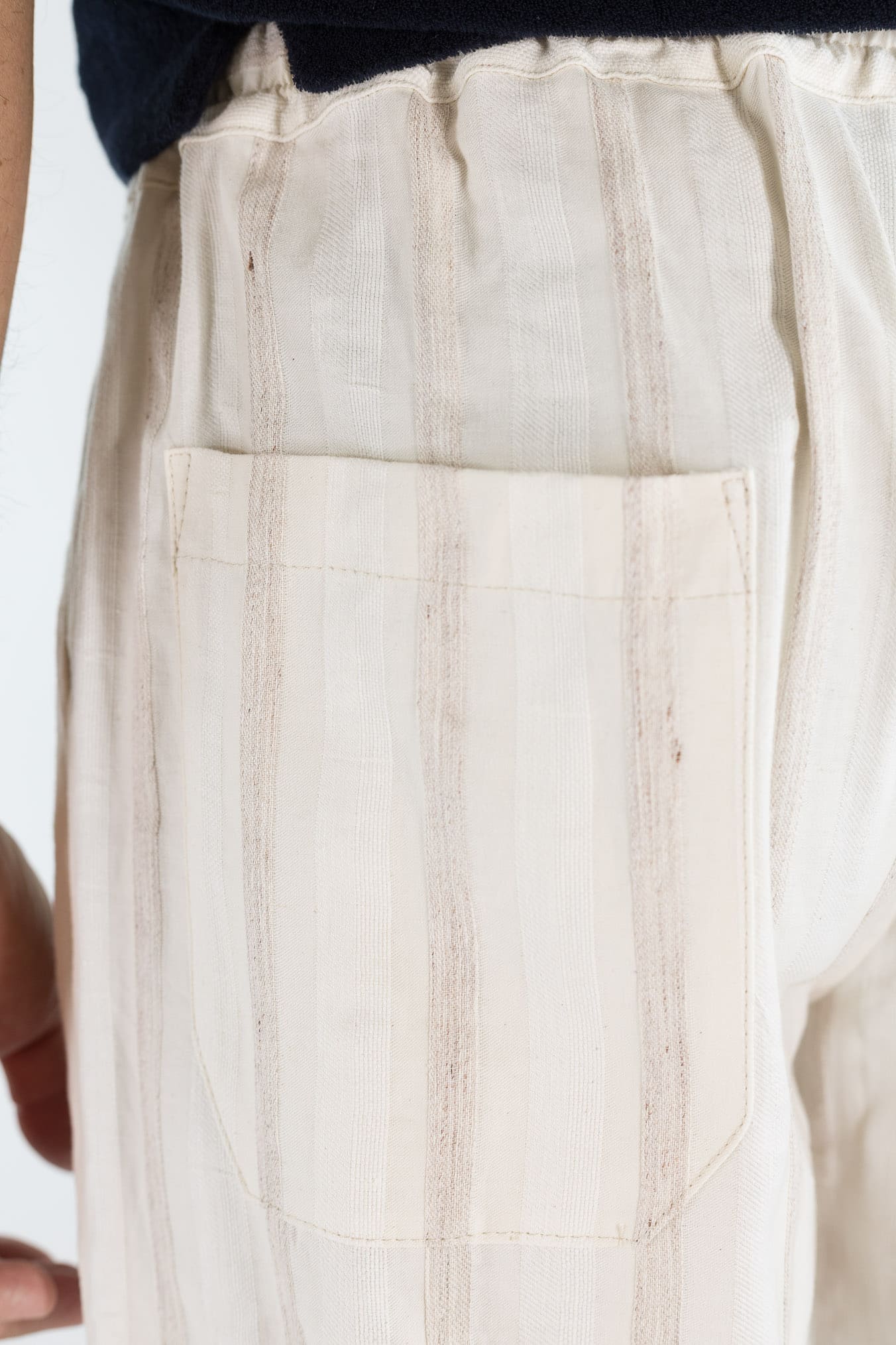 FEDELI Pantaloni Lino Rigato Comfort "Bonifacio" Panna/Beige