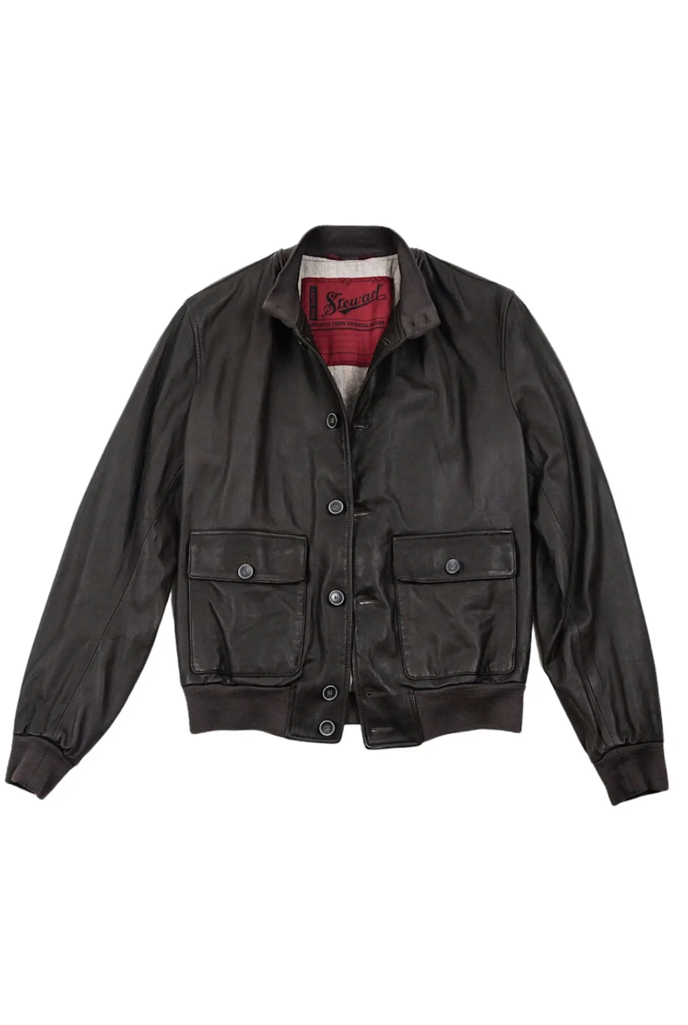 STEWART Giubbino Pelle Random testa di moro - Guarino Store