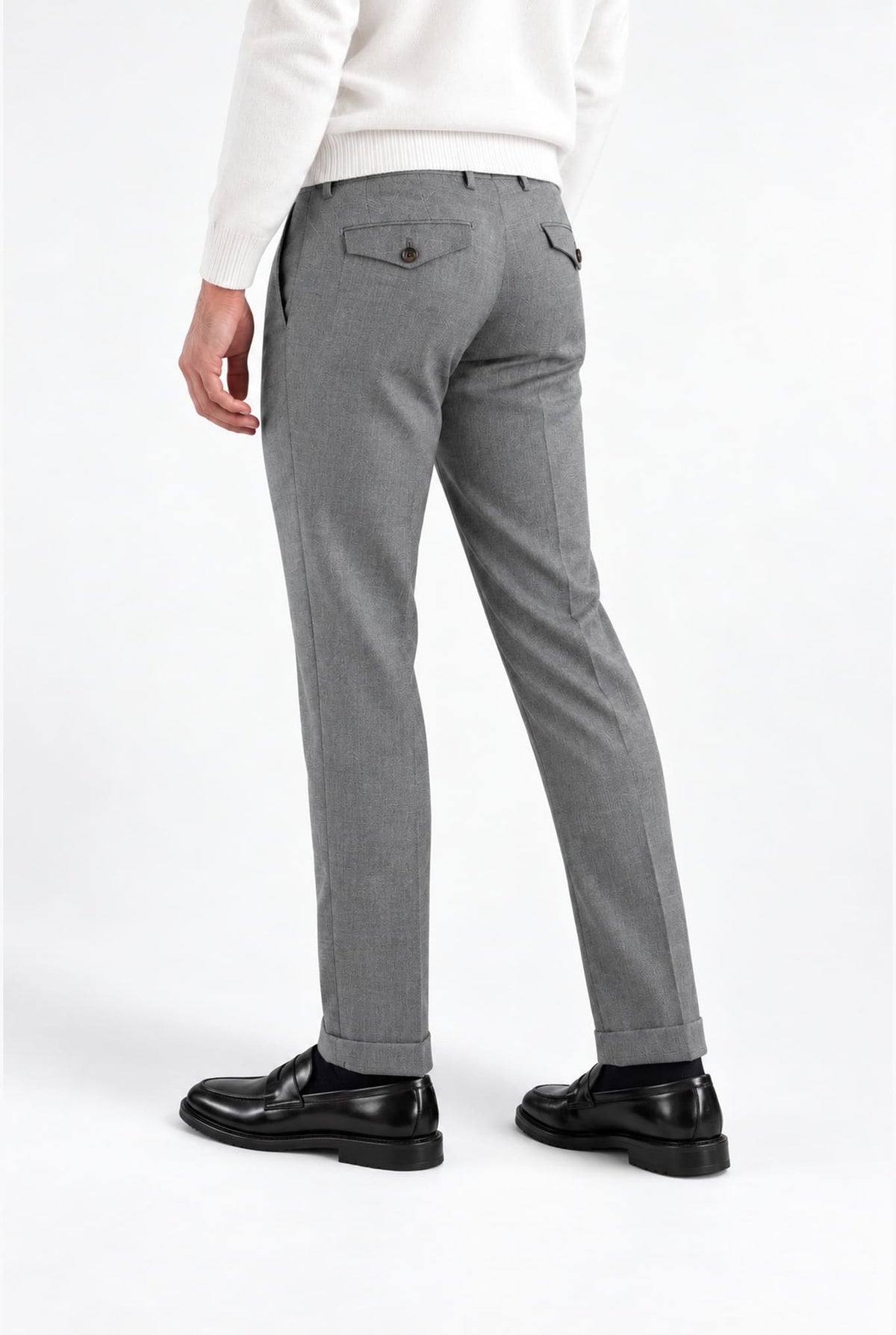 Pantaloni Spigati Lana Cashmere Seta Grigio MYTHS
