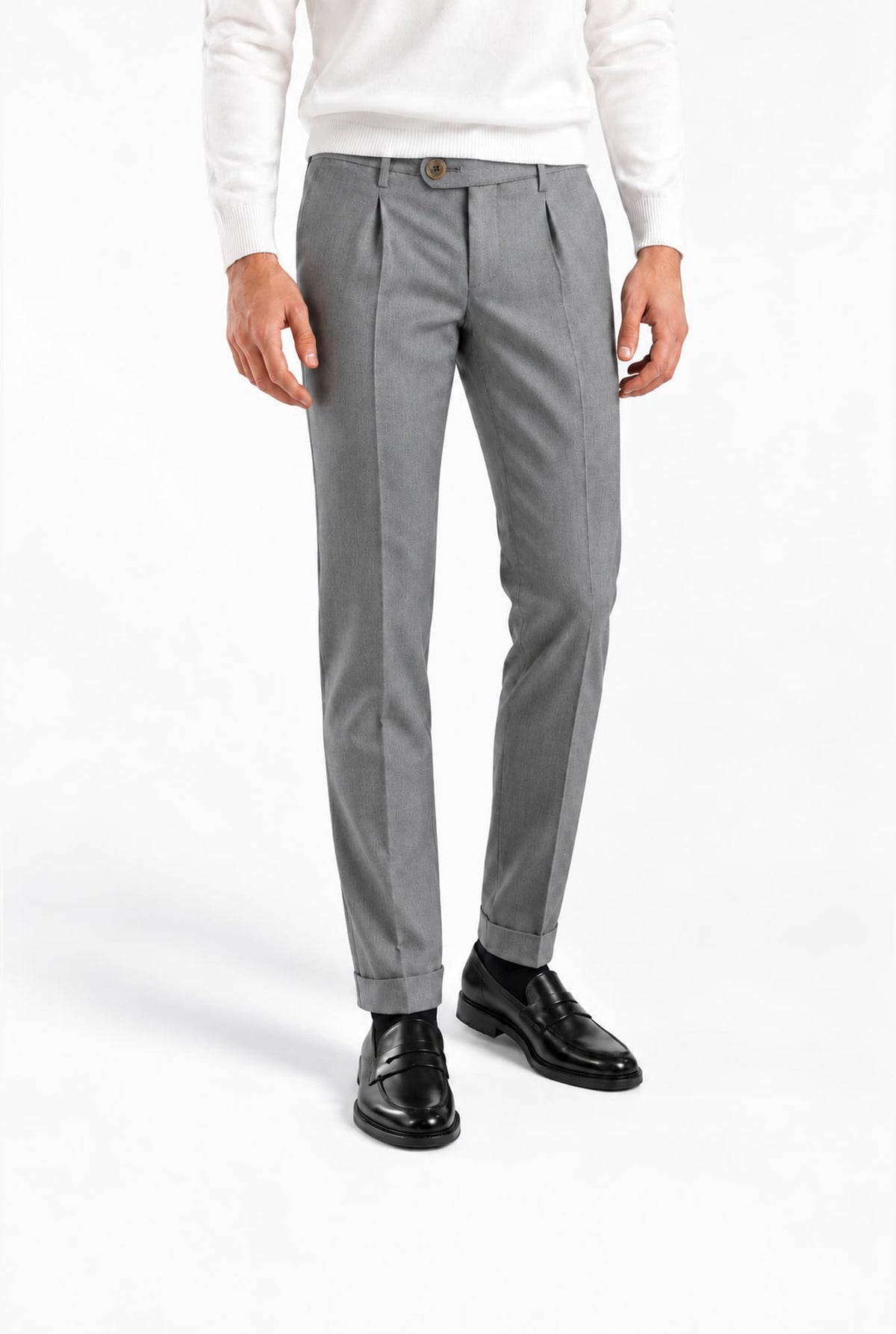 Pantaloni Spigati Lana Cashmere Seta Grigio MYTHS