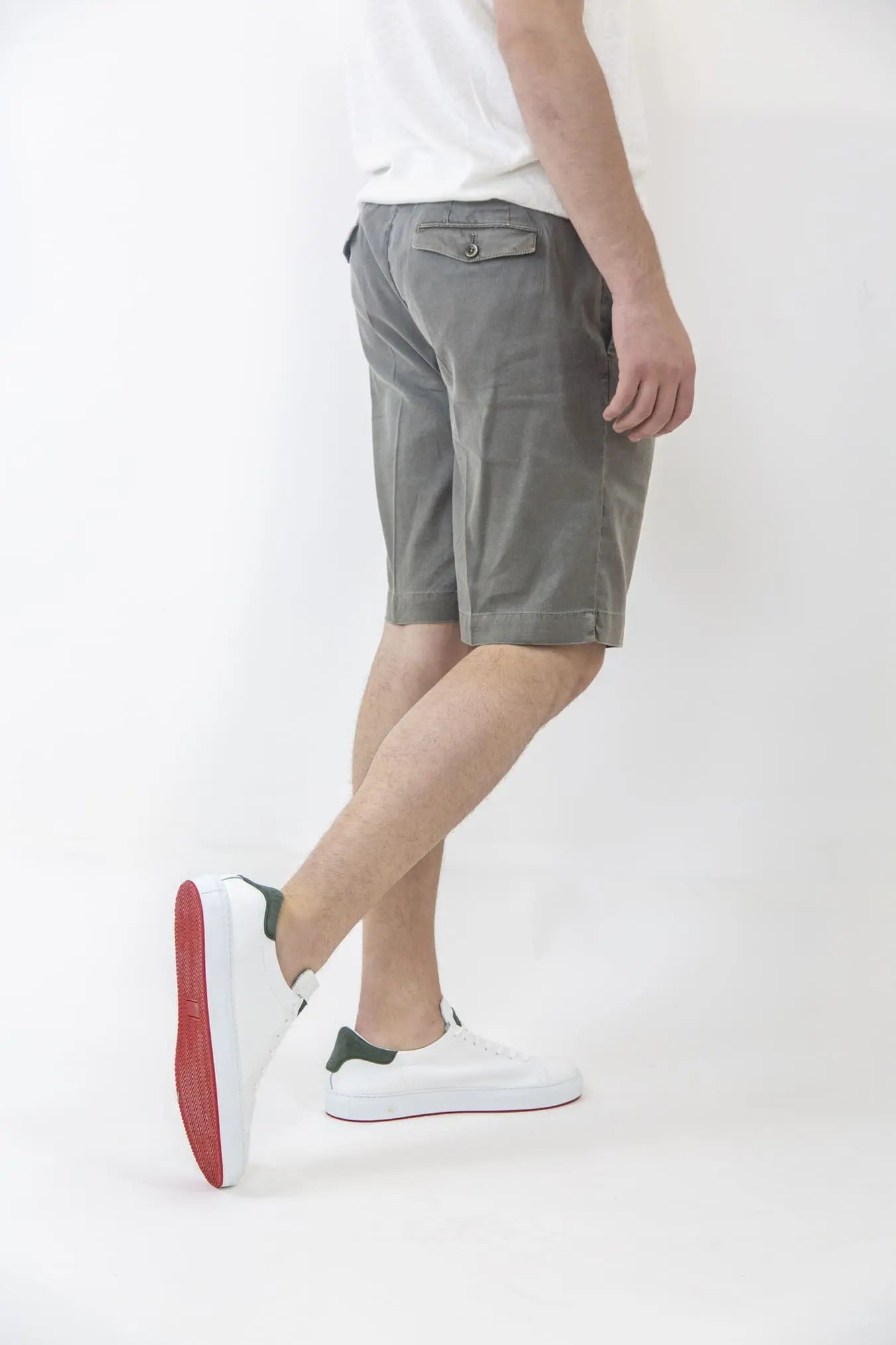 PT Bermuda con Pinces e Coulisse Removibile Lino e Cotone Grigio - Guarino Store