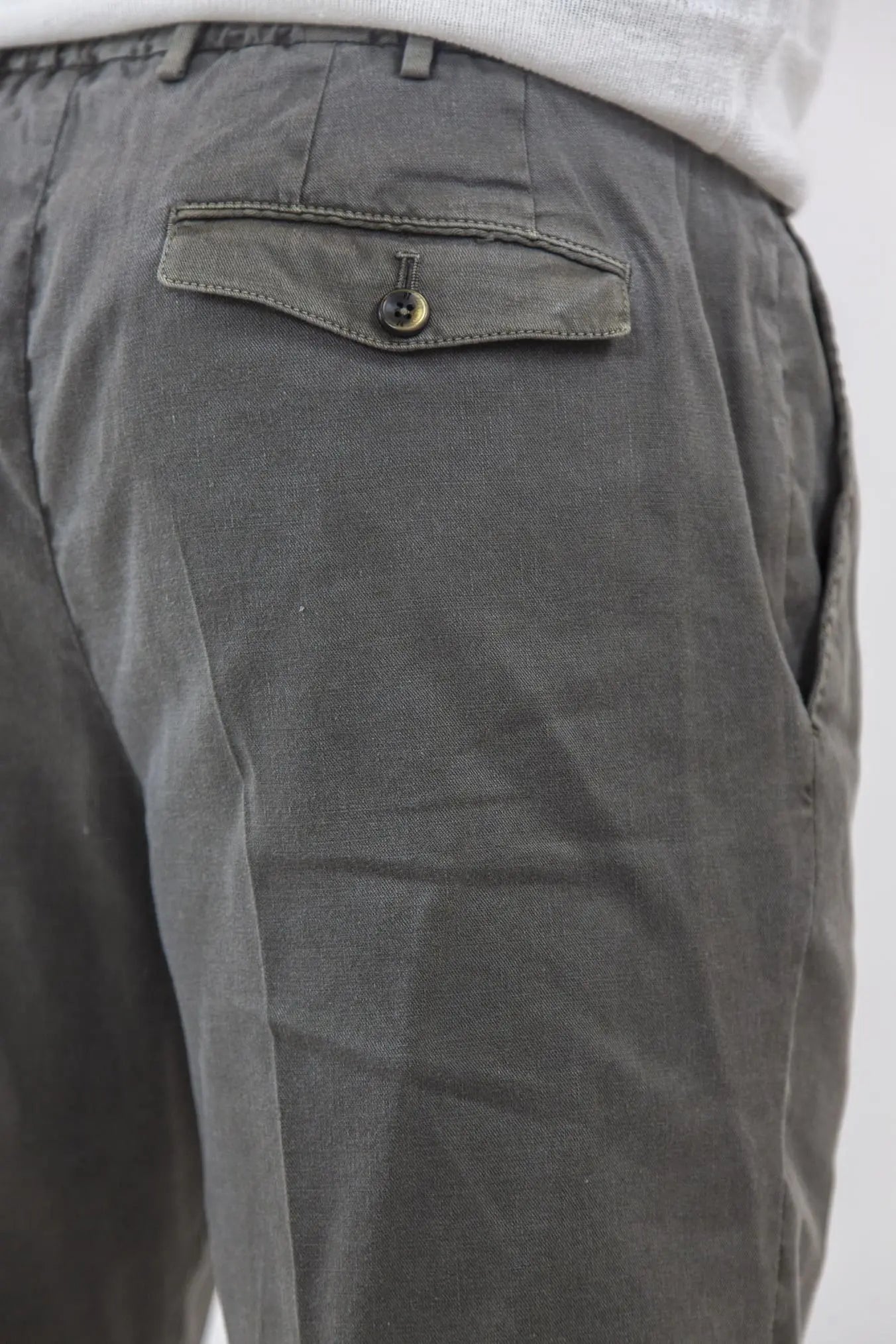 PT Bermuda con Pinces e Coulisse Removibile Lino e Cotone Grigio - Guarino Store