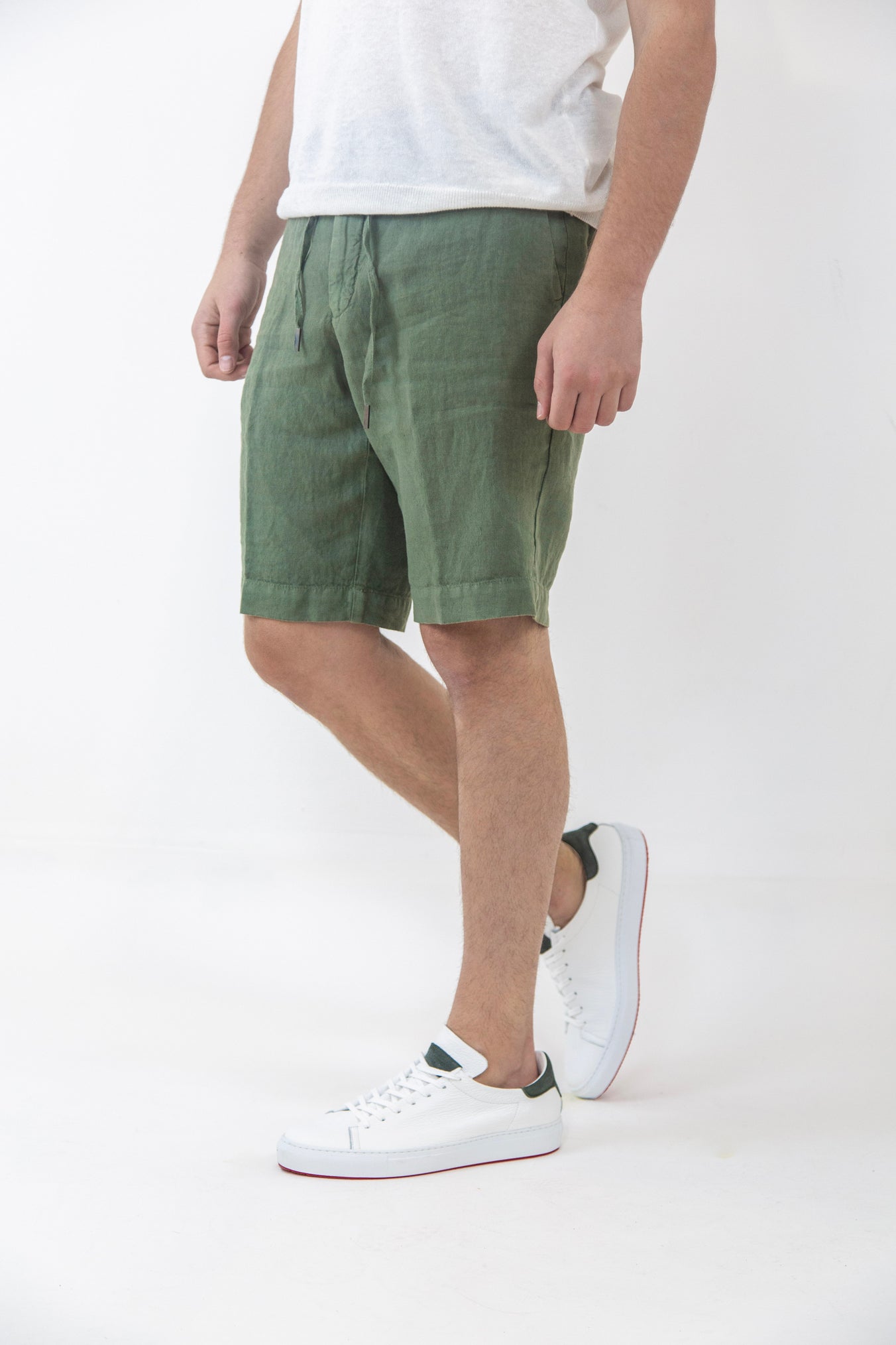 GUARINO Bermuda Shorts con Coulisse Lino Verde - Guarino Store
