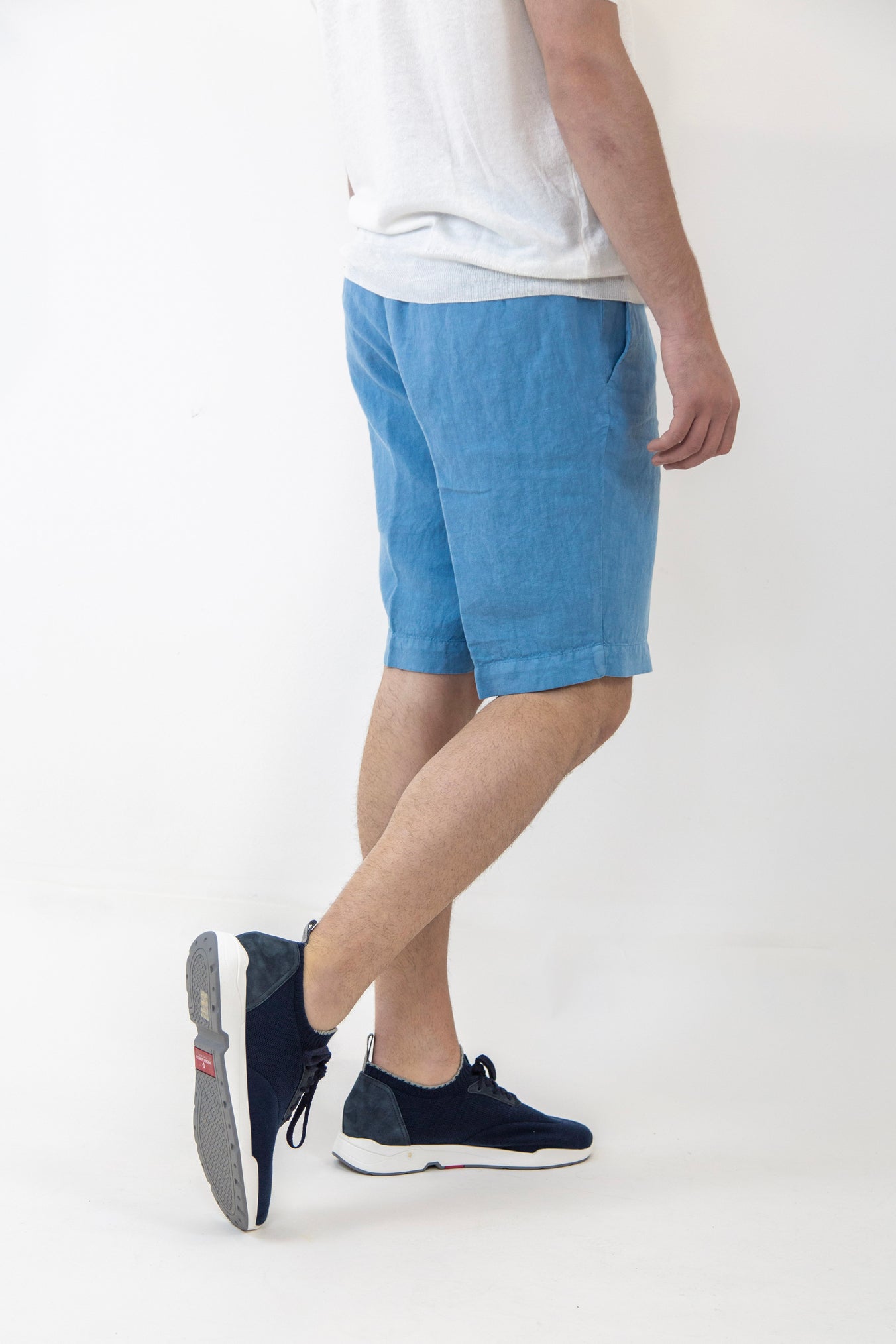 GUARINO Bermuda Shorts con Coulisse Lino Azzurro - Guarino Store