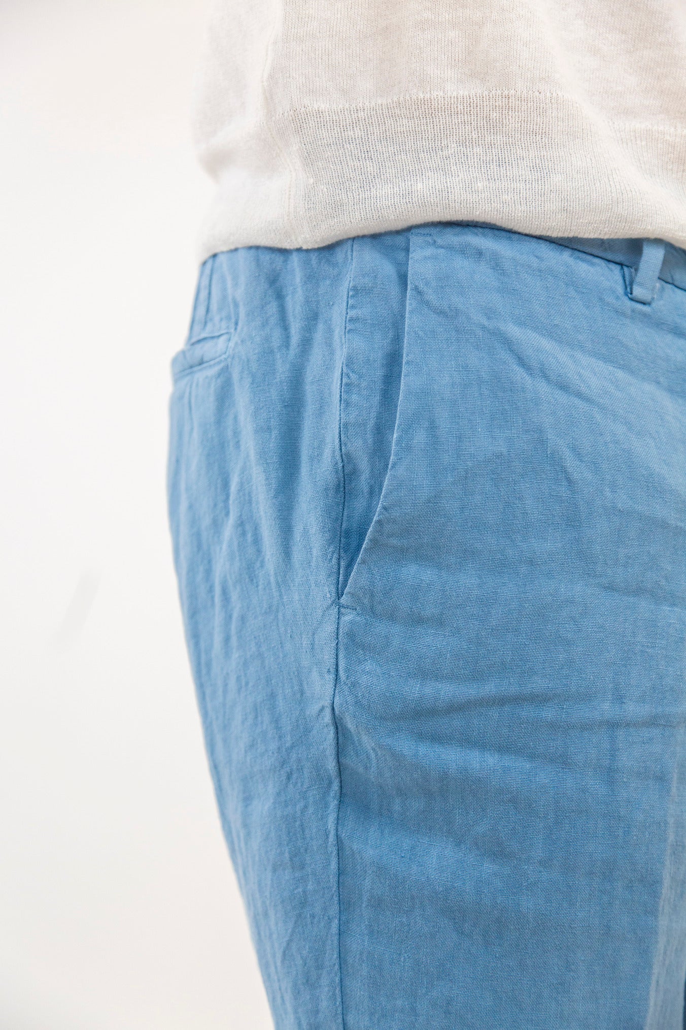 GUARINO Bermuda Shorts con Coulisse Lino Azzurro - Guarino Store