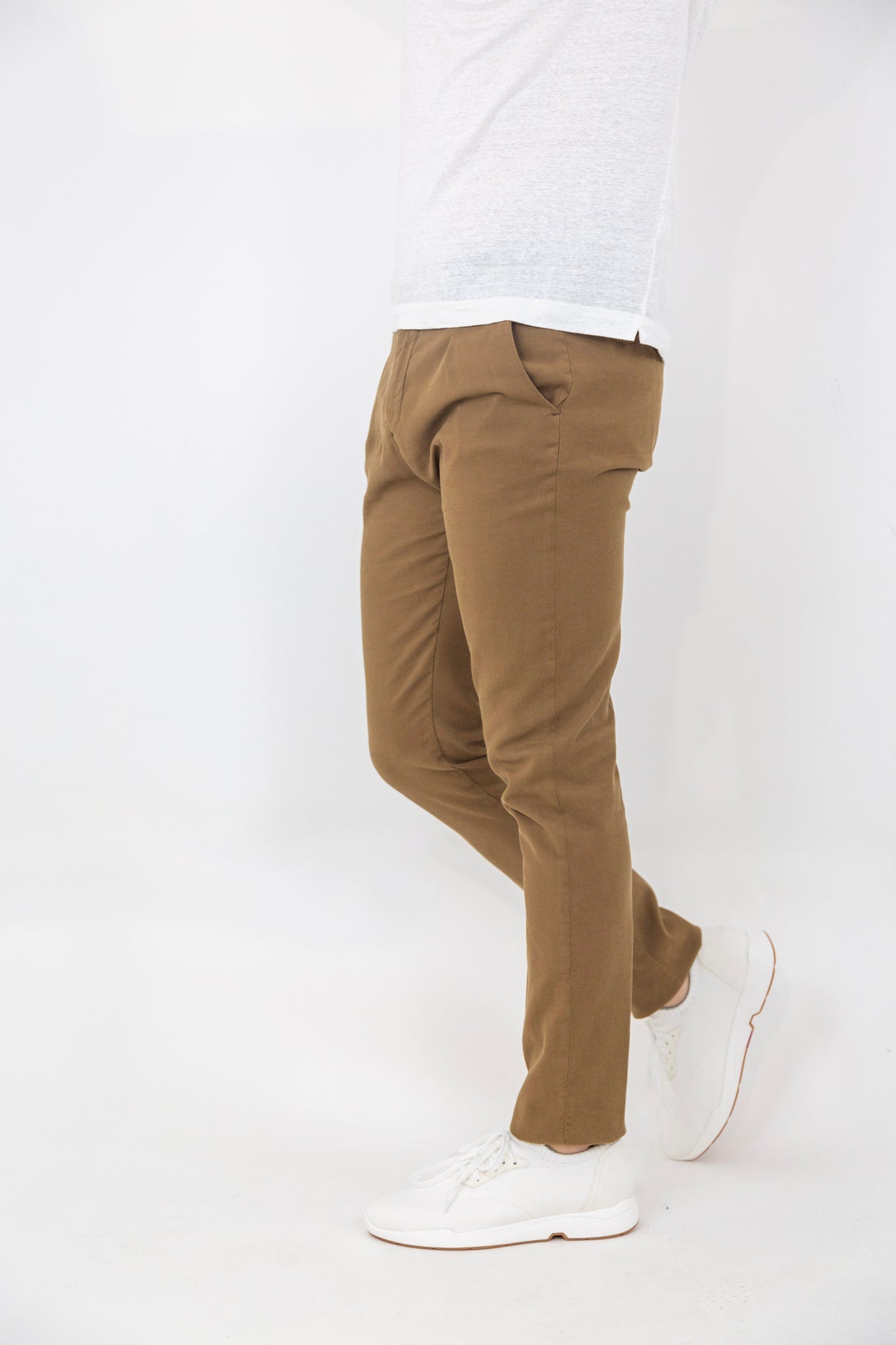 MYHTS Pantaloni con Pinces Cotone Stretch Tabacco - Guarino Store
