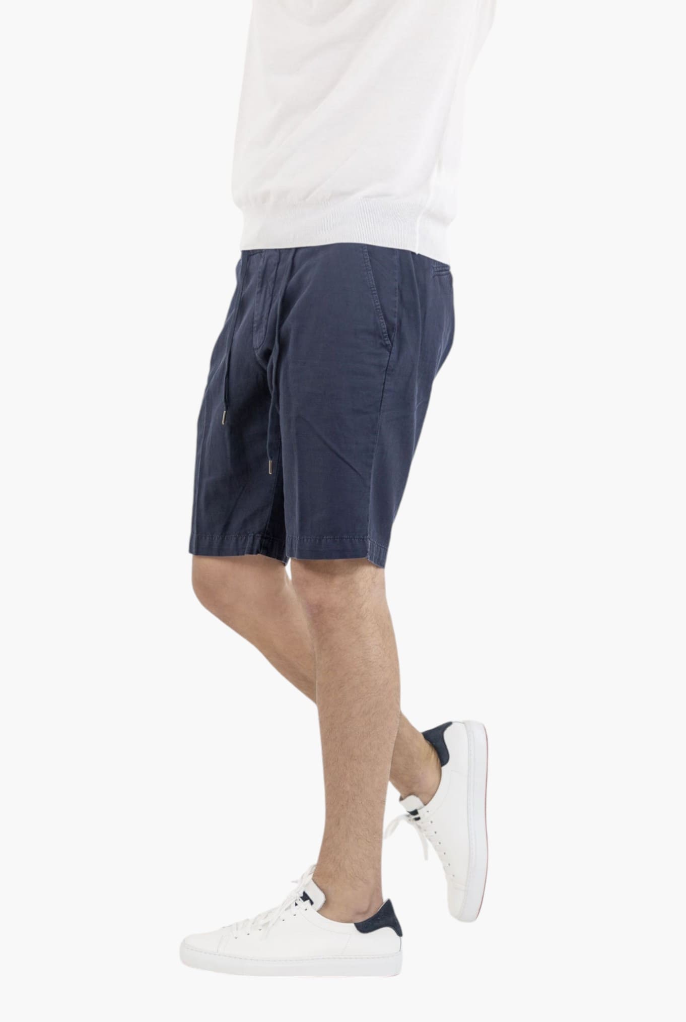 Bermuda con Coulisse in Cotone Lino Blu Navy - Guarino Store