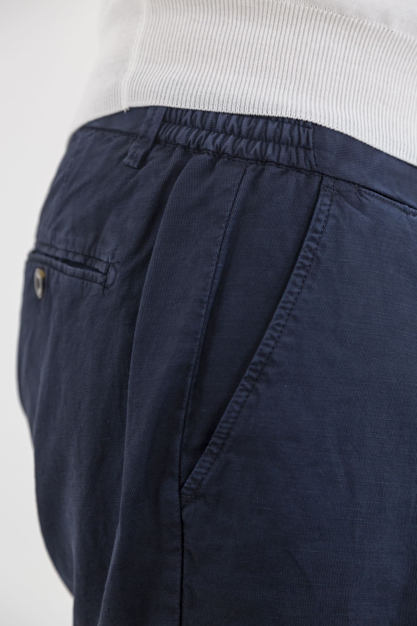 Bermuda con Coulisse in Cotone Lino Blu Navy - Guarino Store