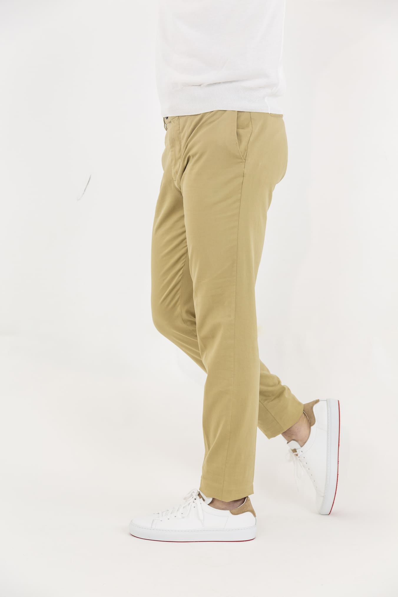 GUARINO Pantaloni Cotone e Seta Beige - Guarino Store
