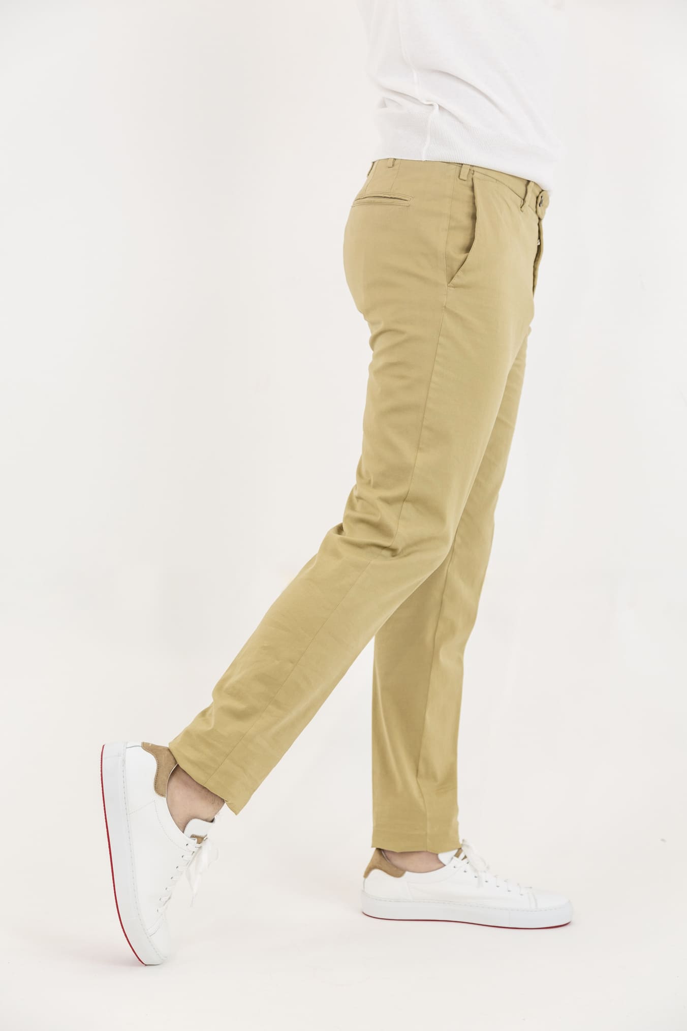 GUARINO Pantaloni Cotone e Seta Beige - Guarino Store