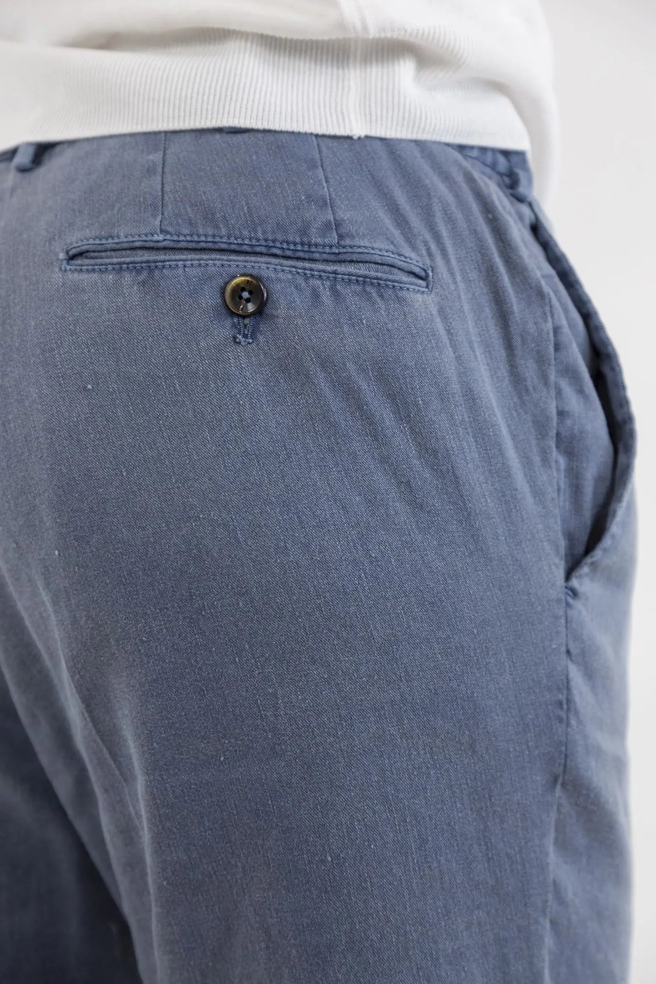 PT Pantaloni con Coulisse Removibile Lino e Cotone Blu Denim - Guarino Store