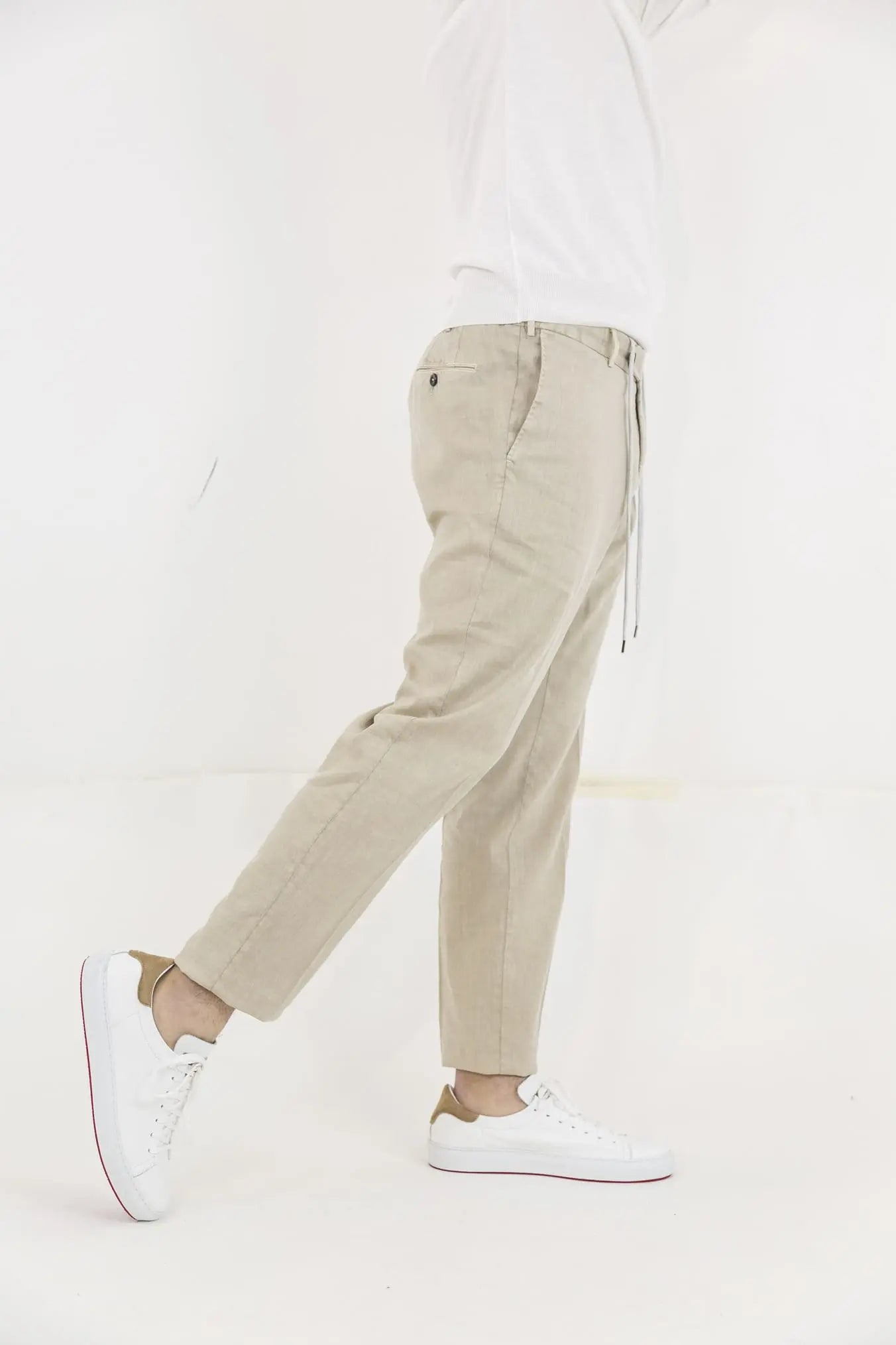 PT Pantaloni con Coulisse Removibile Lino e Cotone Beige - Guarino Store